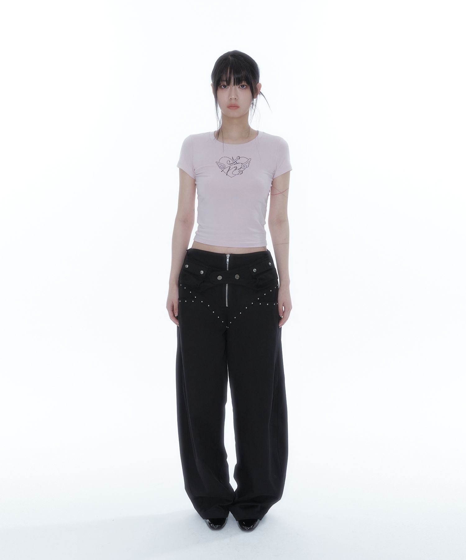 ★2025SS新作★KASHIKO★Belt Rivet Oval Pants MUSINSA | KASHIKO Belt Rivet Oval Pants Black