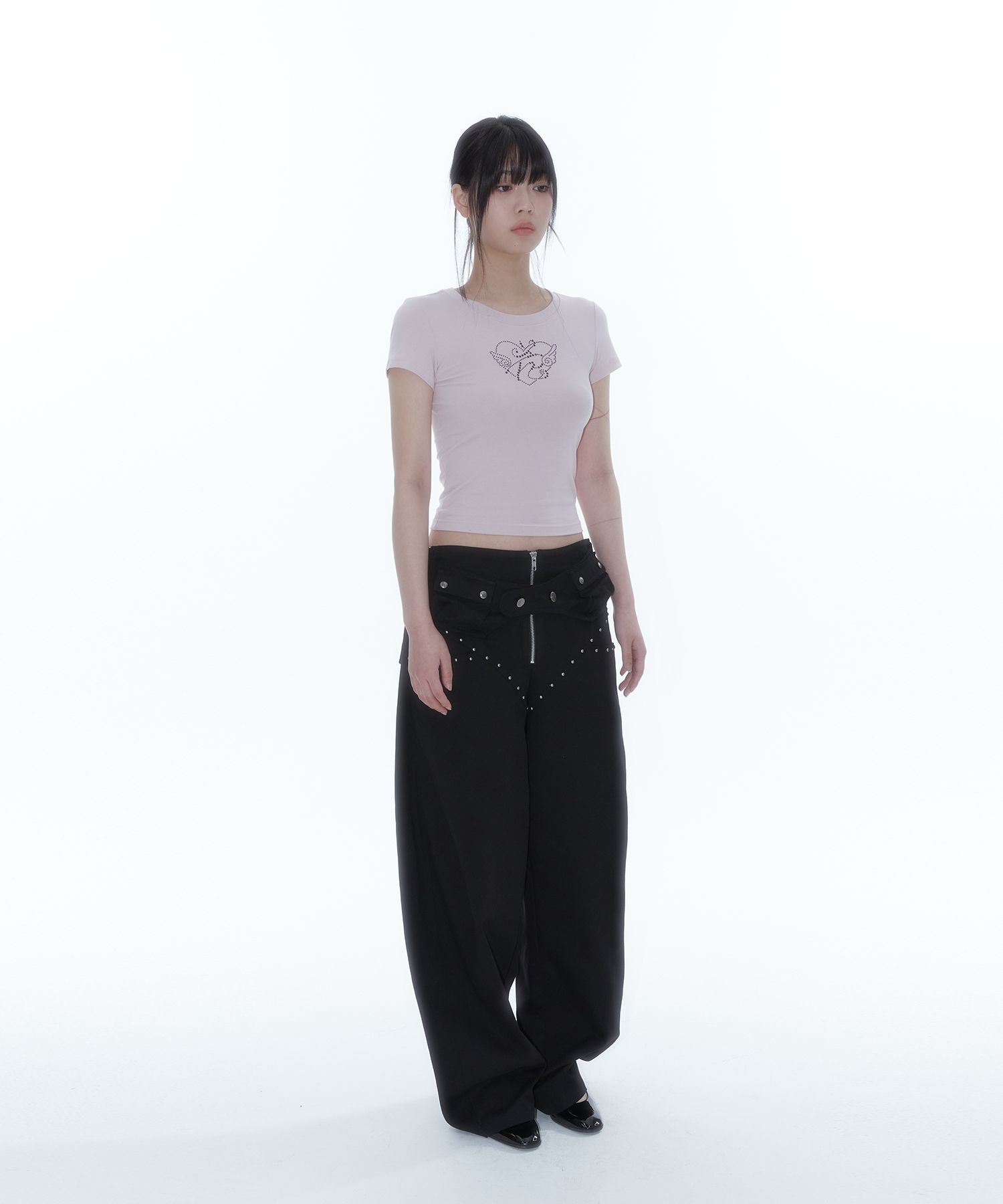 【Kashiko】25ss Belt Rivet Oval Pants MUSINSA | KASHIKO Belt Rivet Oval Pants Black