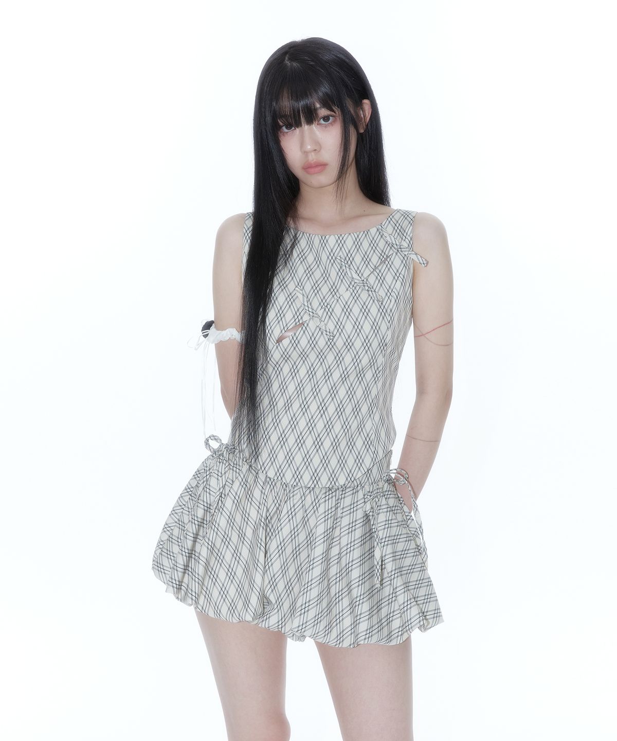 카시코(KASHIKO) Fairy Ribbon Bubble Skirt Checked