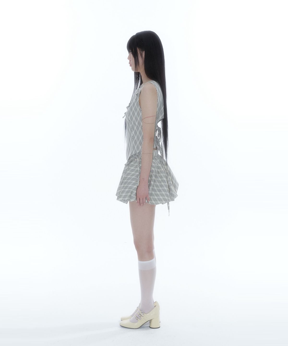 카시코(KASHIKO) Fairy Ribbon Bubble Skirt Checked