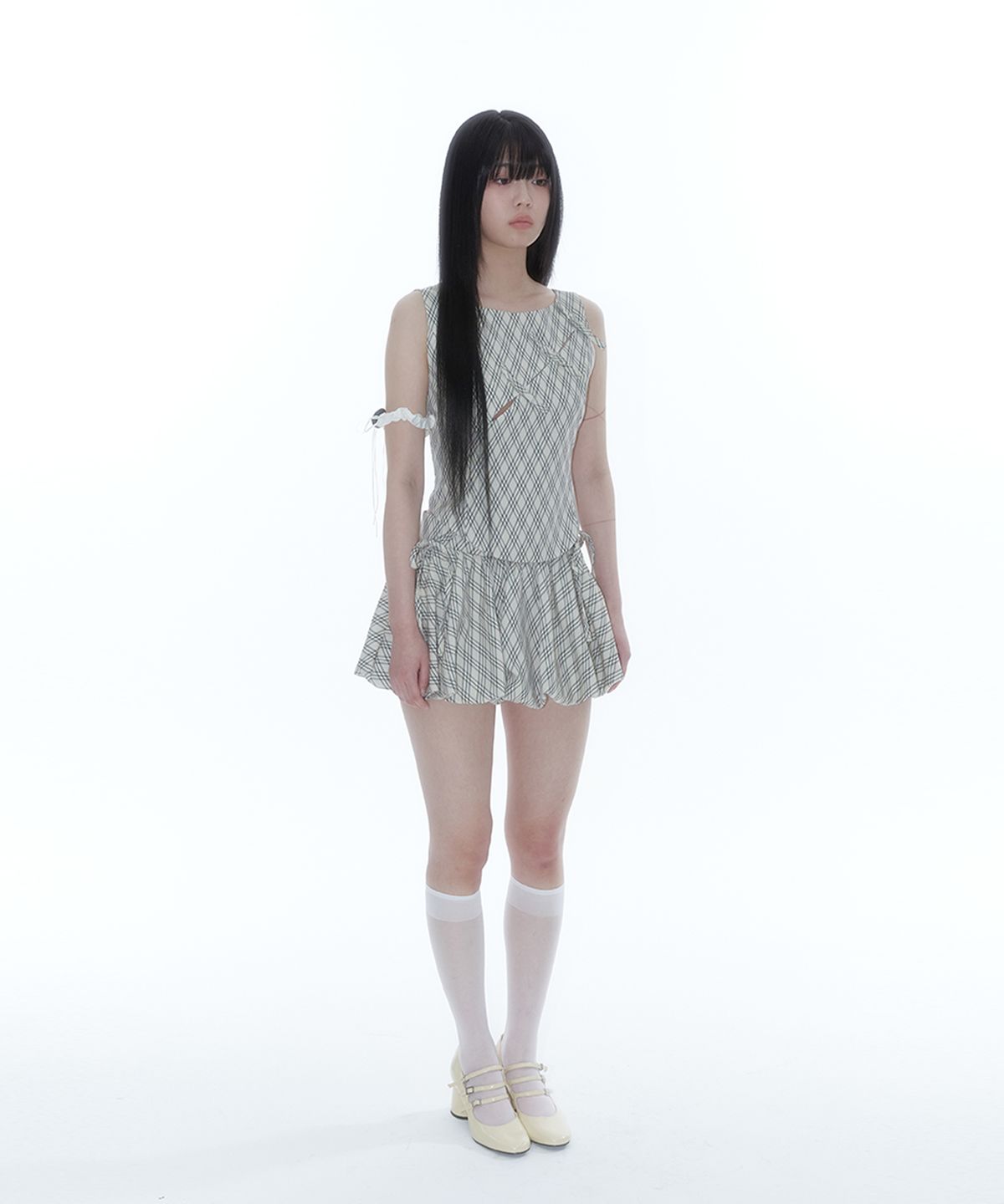 카시코(KASHIKO) Fairy Ribbon Bubble Skirt Checked