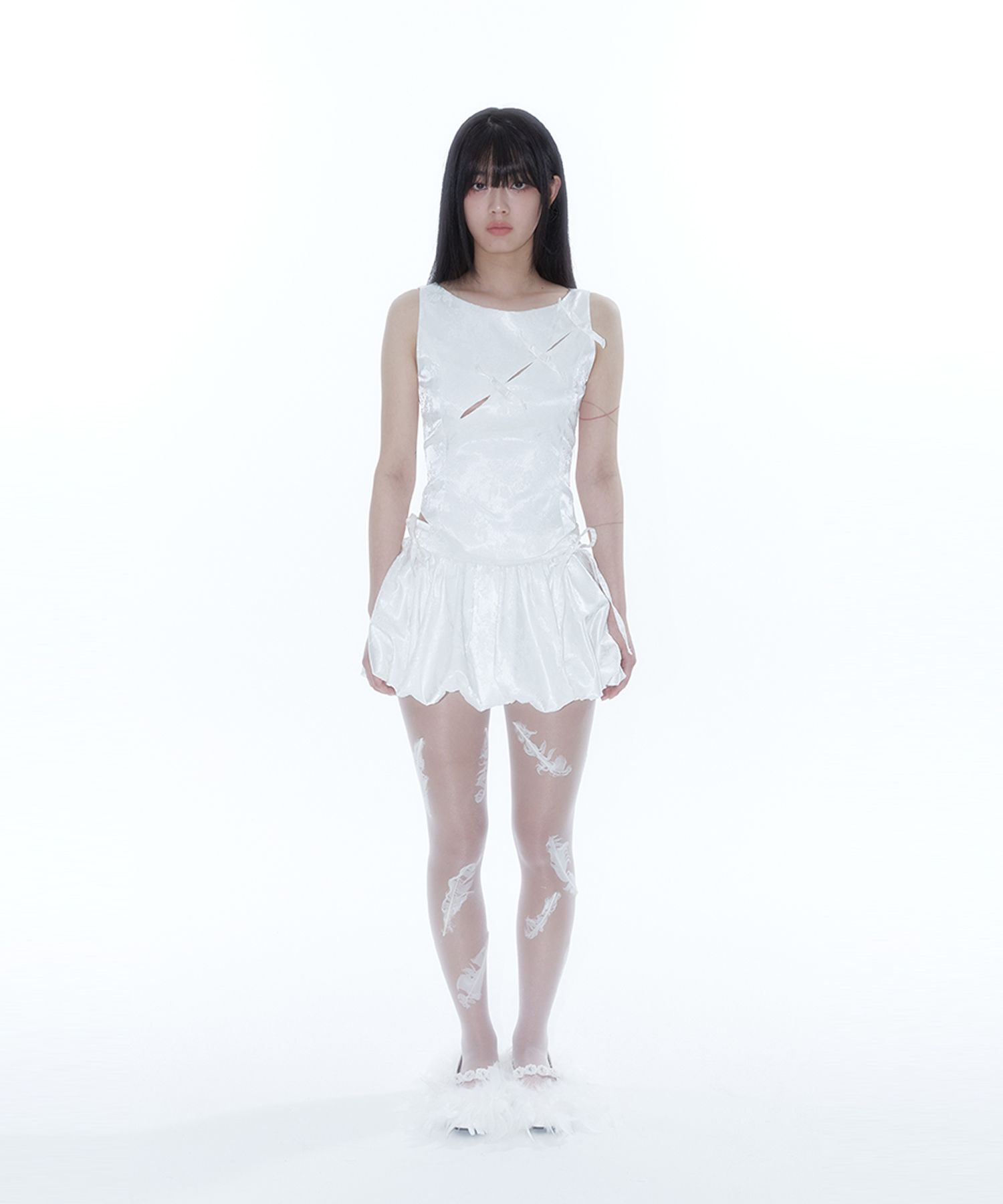 【Kashiko】25ss Fairy Ribbon Bubble Skirt MUSINSA | KASHIKO Fairy Ribbon Bubble Skirt White