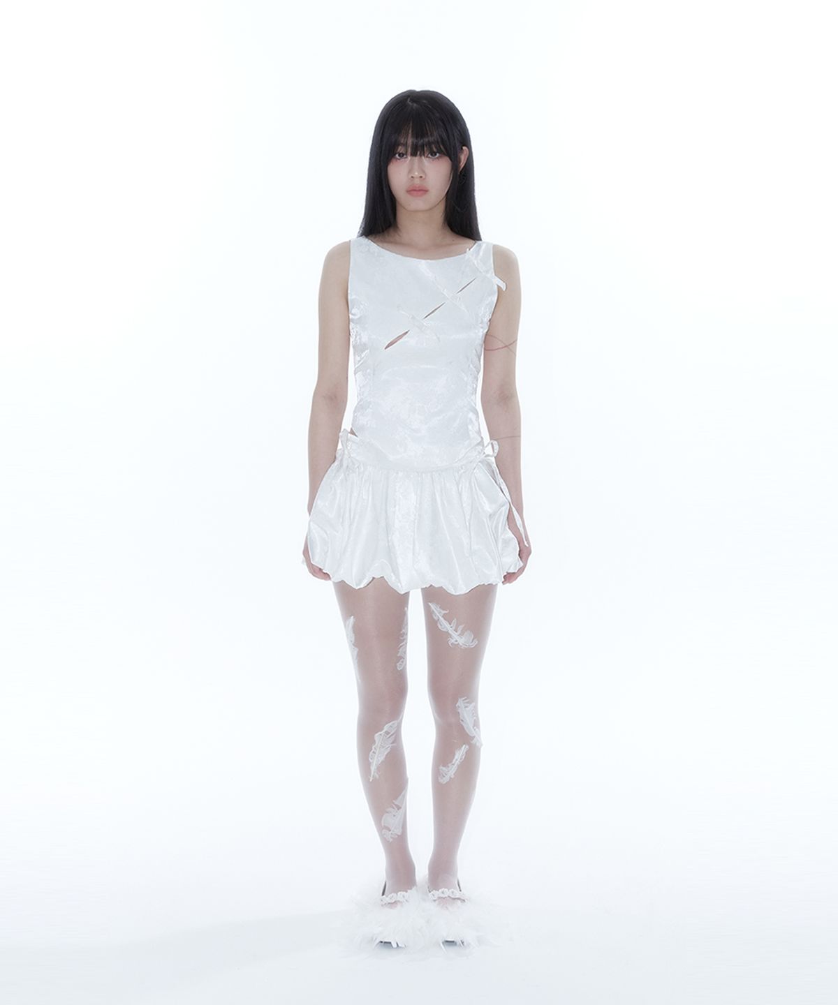 카시코(KASHIKO) Fairy Ribbon Bubble Skirt White