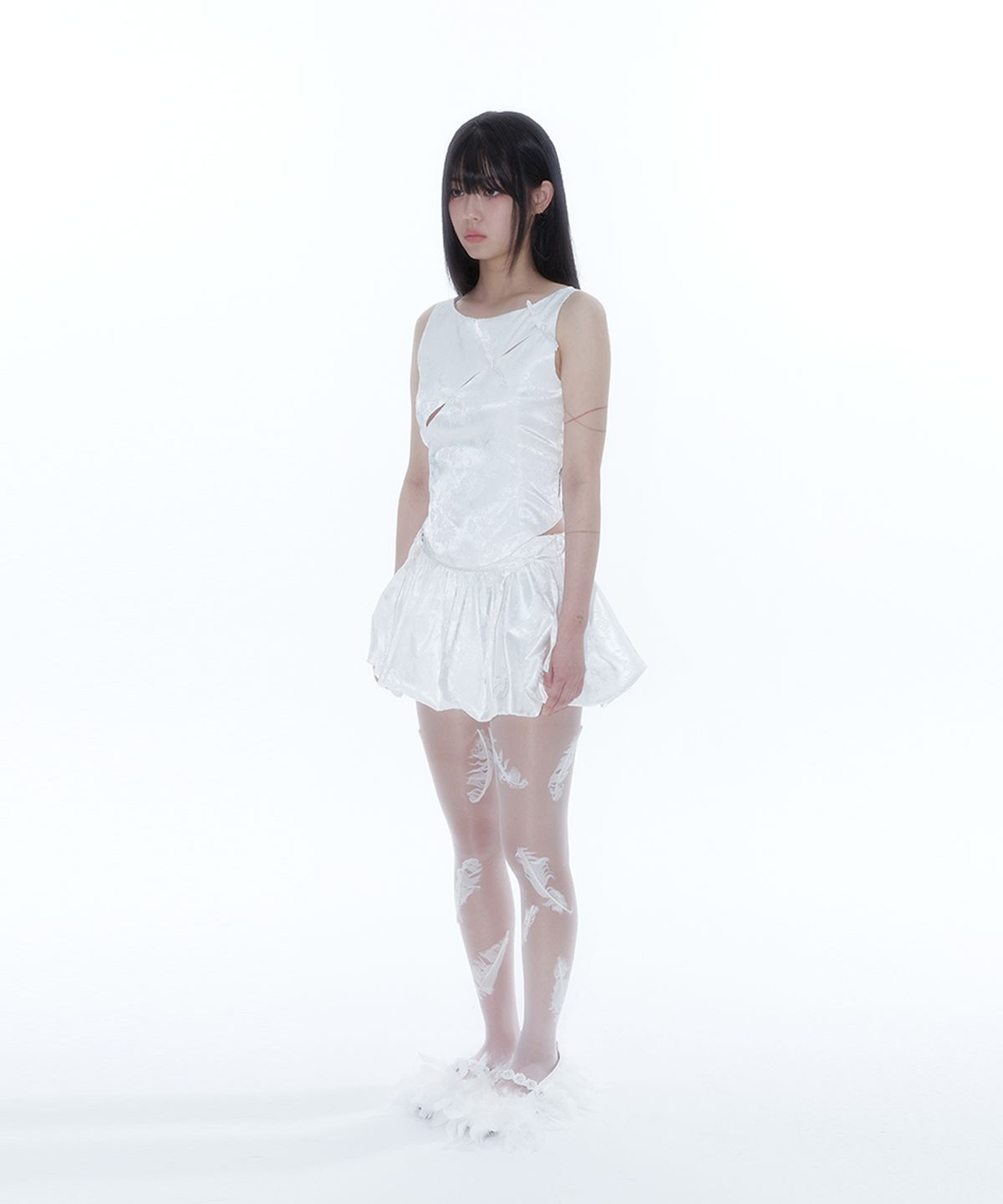 카시코(KASHIKO) Fairy Ribbon Bubble Skirt White