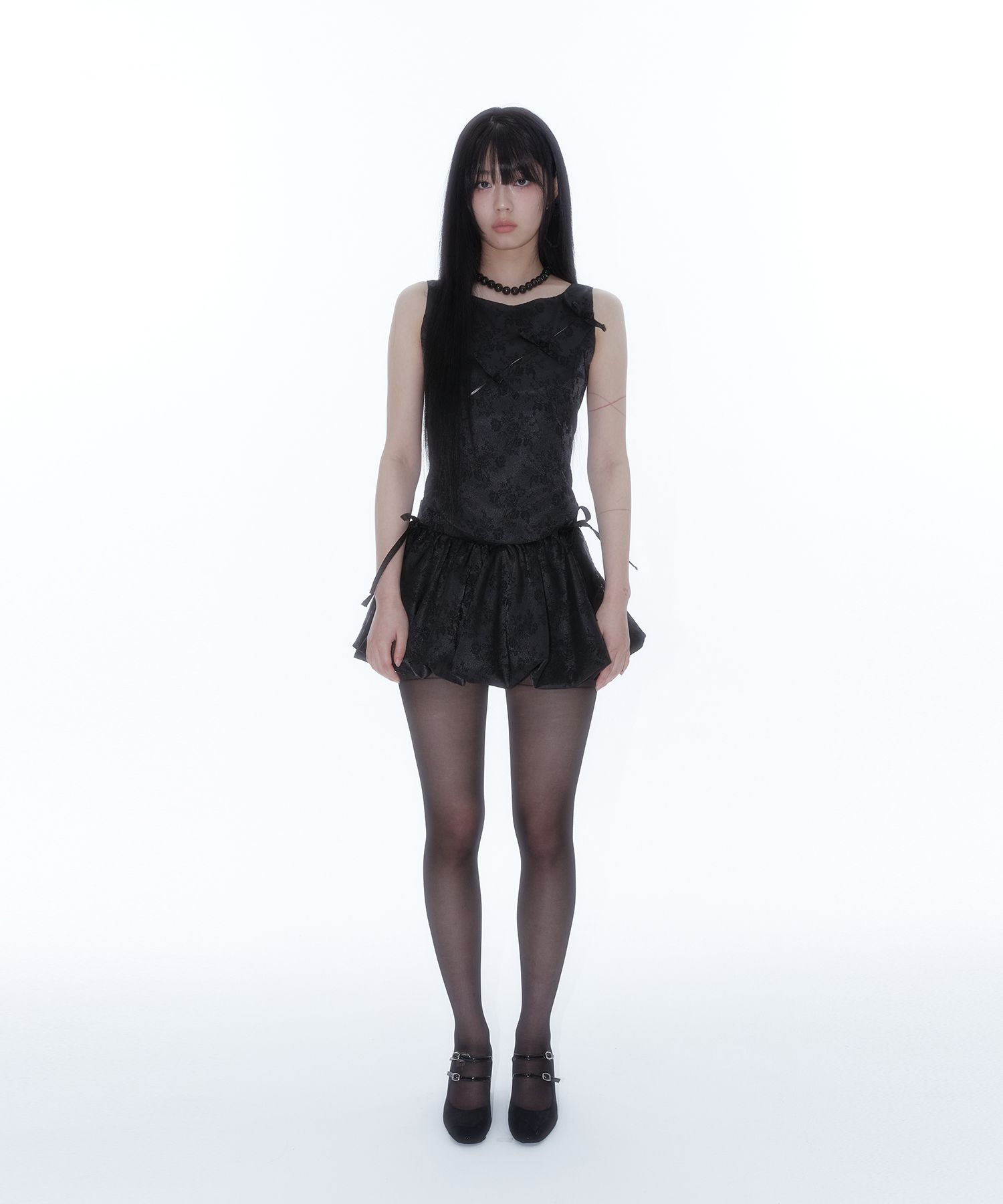 ★2025SS新作★KASHIKO★Fairy Ribbon Bubble Skirt MUSINSA | KASHIKO Fairy Ribbon Bubble Skirt Black