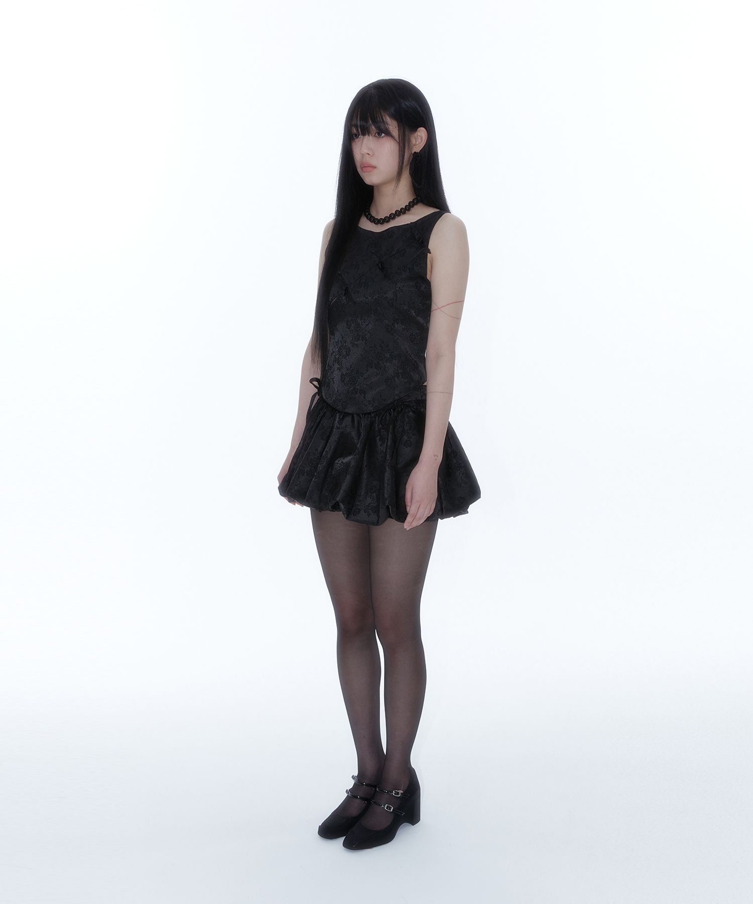 ●Kashiko●25SS Fairy Ribbon Bubble Skirt KASHIKO] SS 25 Fairy Ribbon Bubble Skirt Black – SellerWork