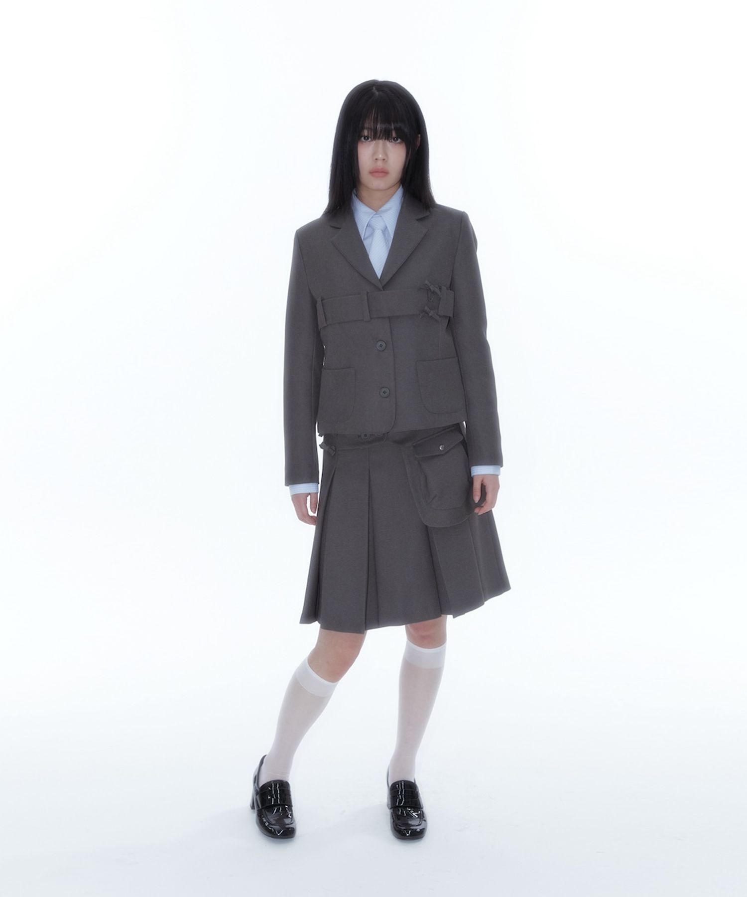 [Kashiko] Ribbon Preppy Pleated Skirt /追跡付 MUSINSA | KASHIKO Ribbon Preppy Pleated Skirt Black