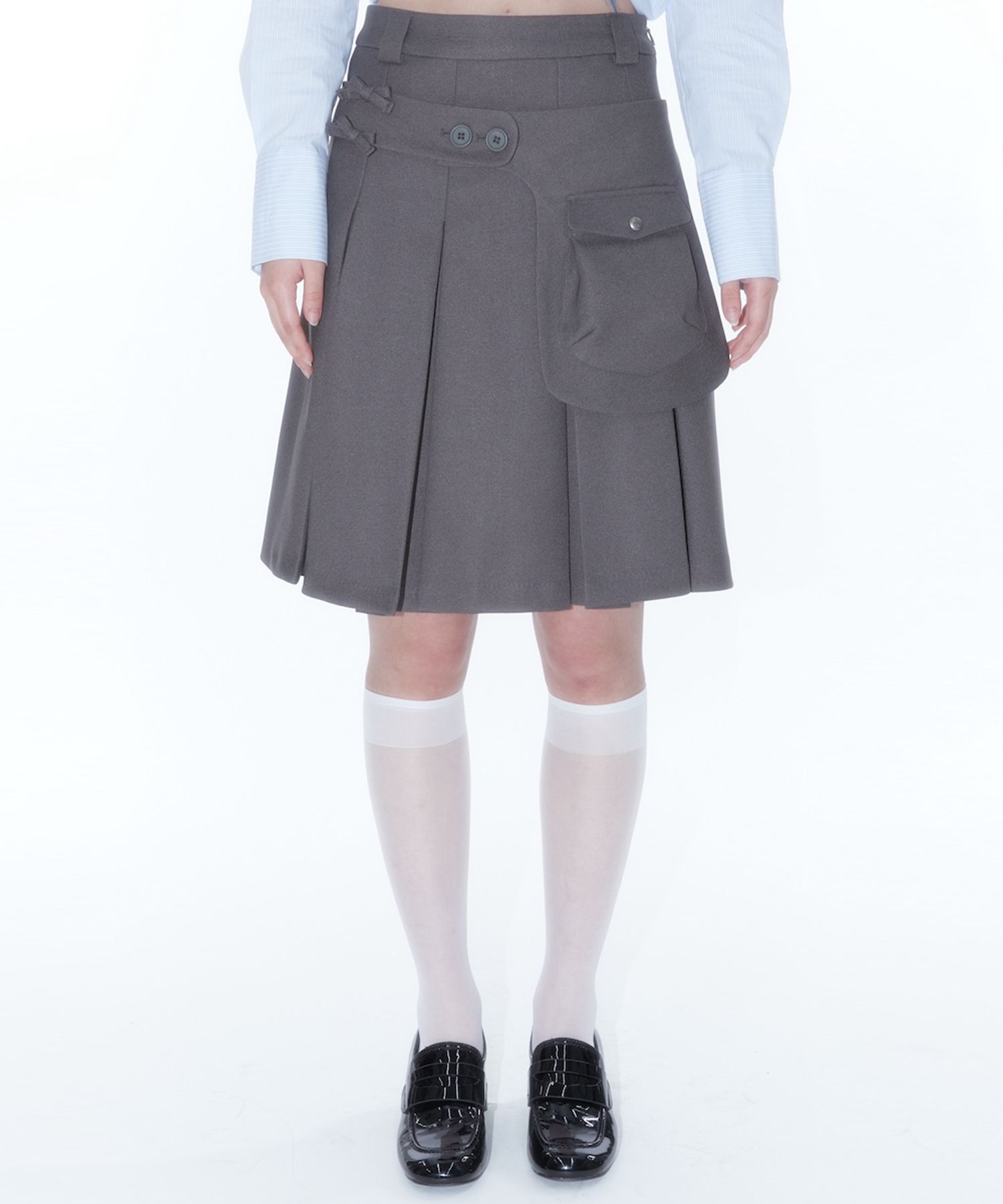 ★Kashiko★【送料0/関税0】Ribbon Preppy Pleated Skirt 2色 MUSINSA | KASHIKO Ribbon Preppy Pleated Skirt Black