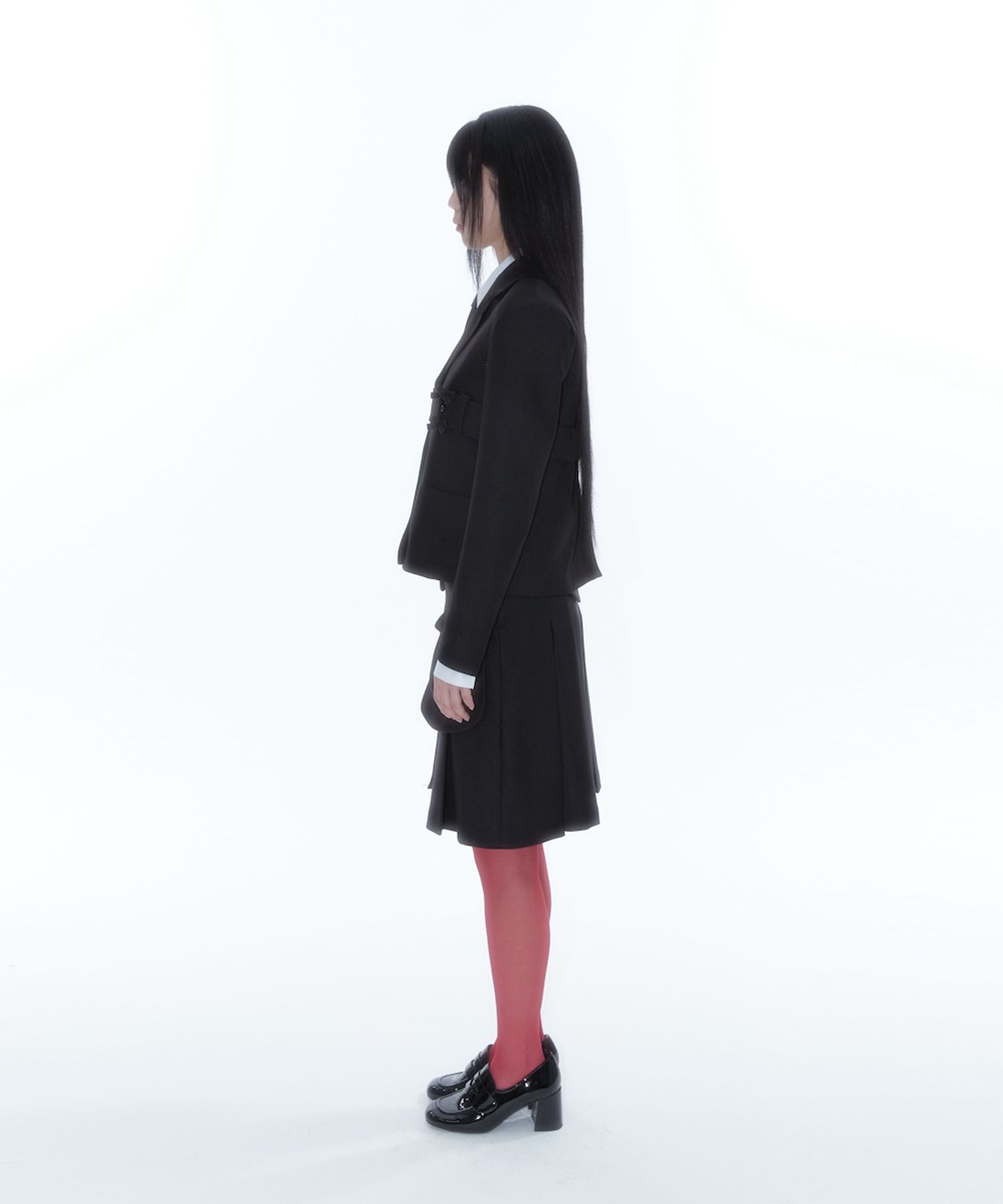 MUSINSA | KASHIKO Ribbon Preppy Pleated Skirt Black