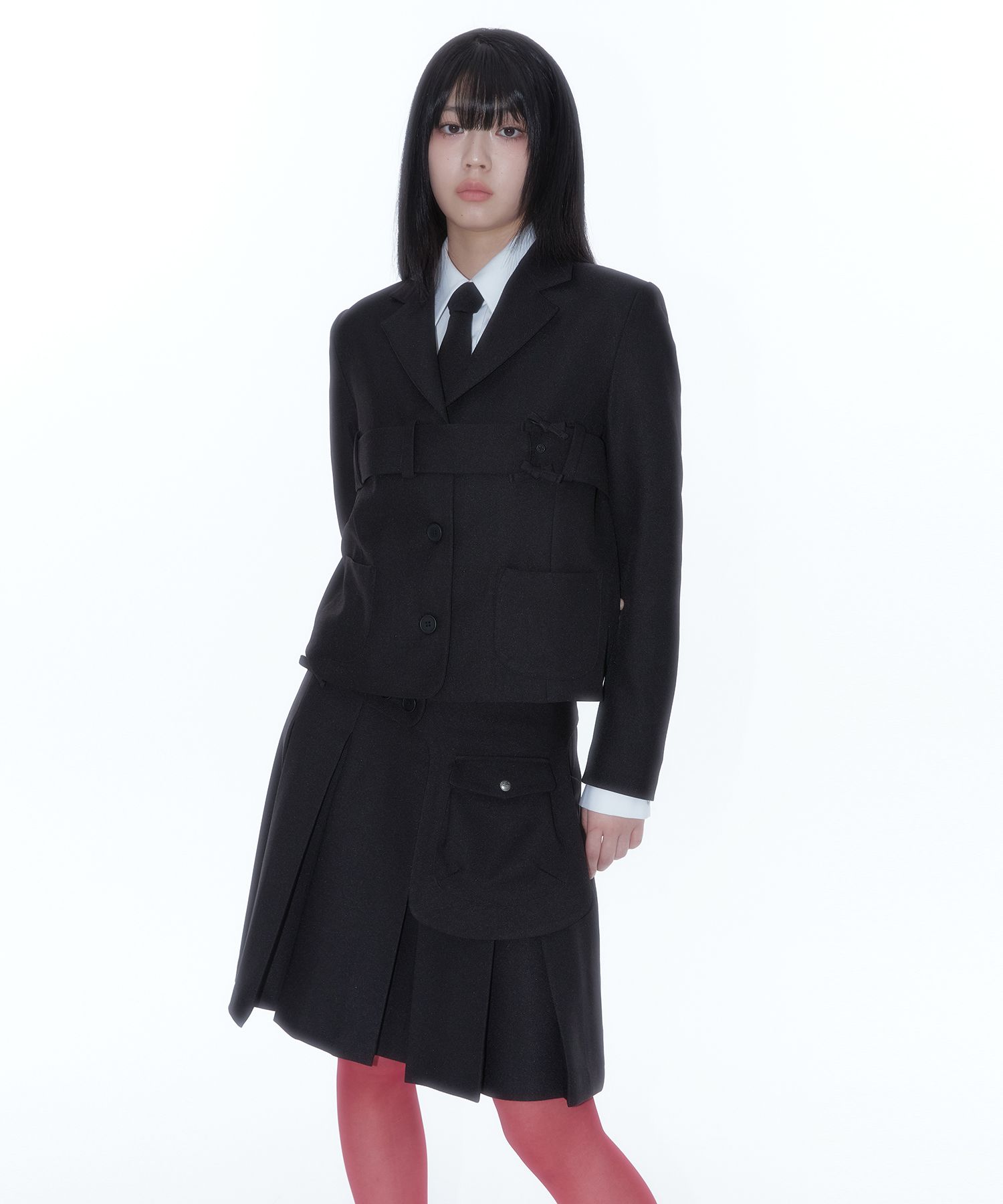 ★Kashiko★【送料0/関税0】Ribbon Preppy Pleated Skirt 2色 ☆Kashiko☆【送料0/関税0】Ribbon Preppy Pleated Skirt 2色