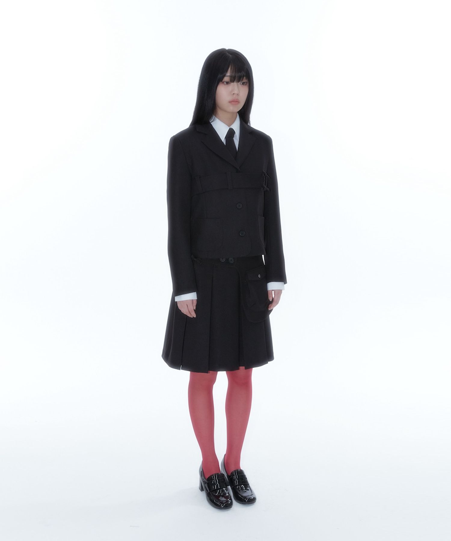 ★Kashiko★【送料0/関税0】Ribbon Preppy Pleated Skirt 2色 MUSINSA | KASHIKO Ribbon Preppy Pleated Skirt Black