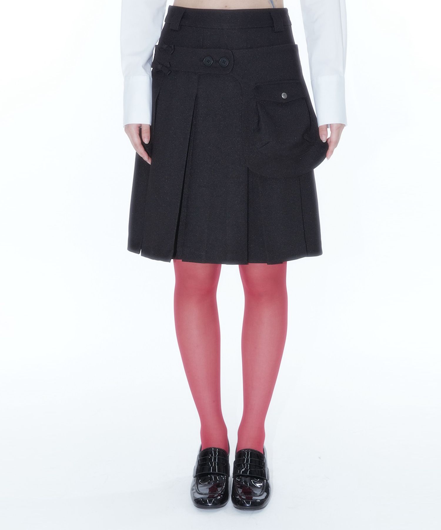 【KASHIKO】RIBBON PREPPY PLEATED SKIRT MUSINSA | KASHIKO Ribbon Preppy Pleated Skirt Black