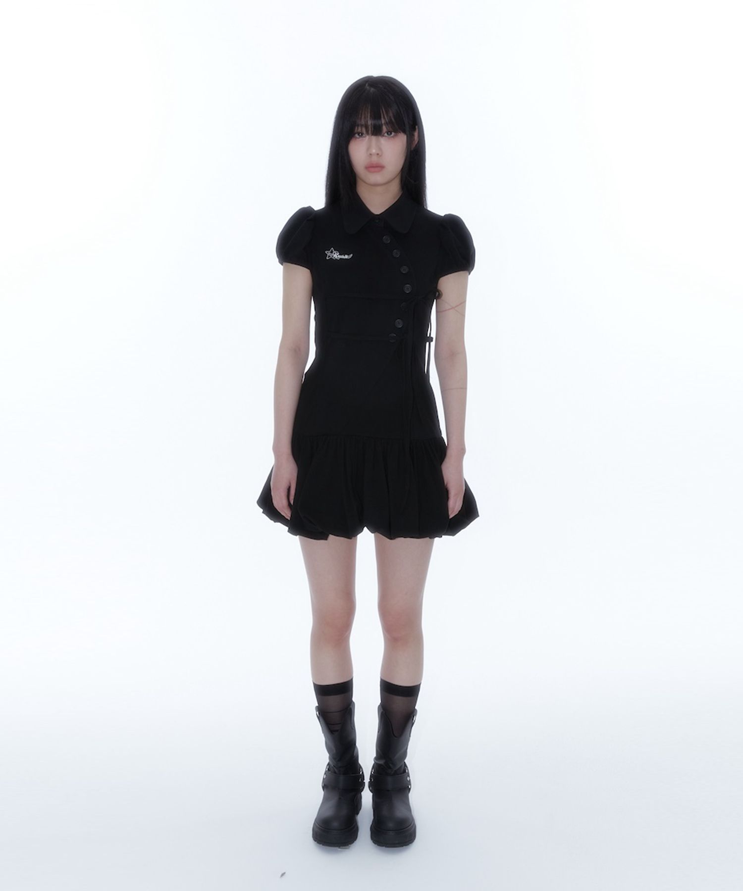 【Kashiko】25ss Puff Preppy Mini Dress MUSINSA | KASHIKO Puff Preppy Mini Dress Black