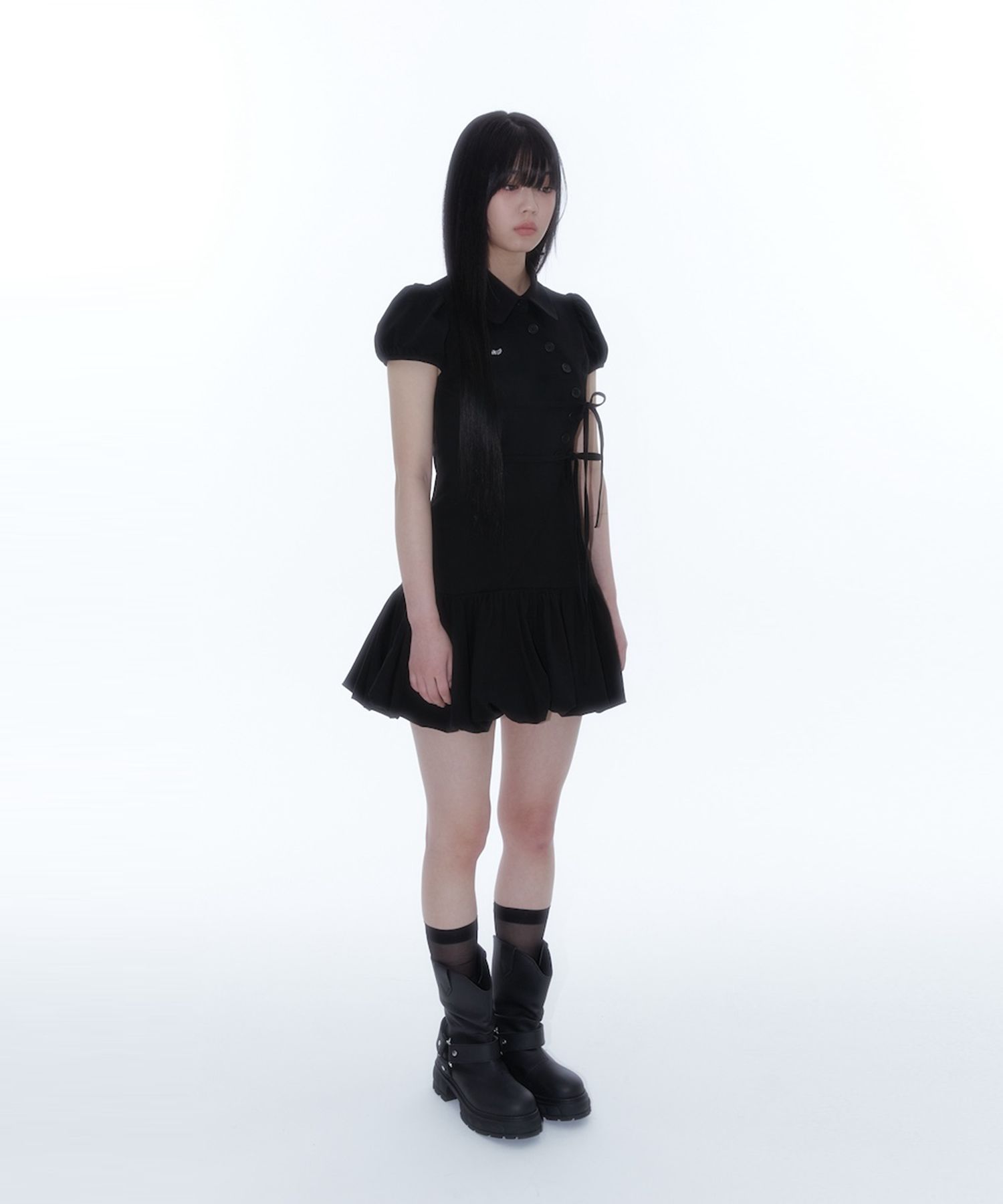 【KASHIKO】 Puff Preppy Mini Dress Black MUSINSA | KASHIKO Puff Preppy Mini Dress Black