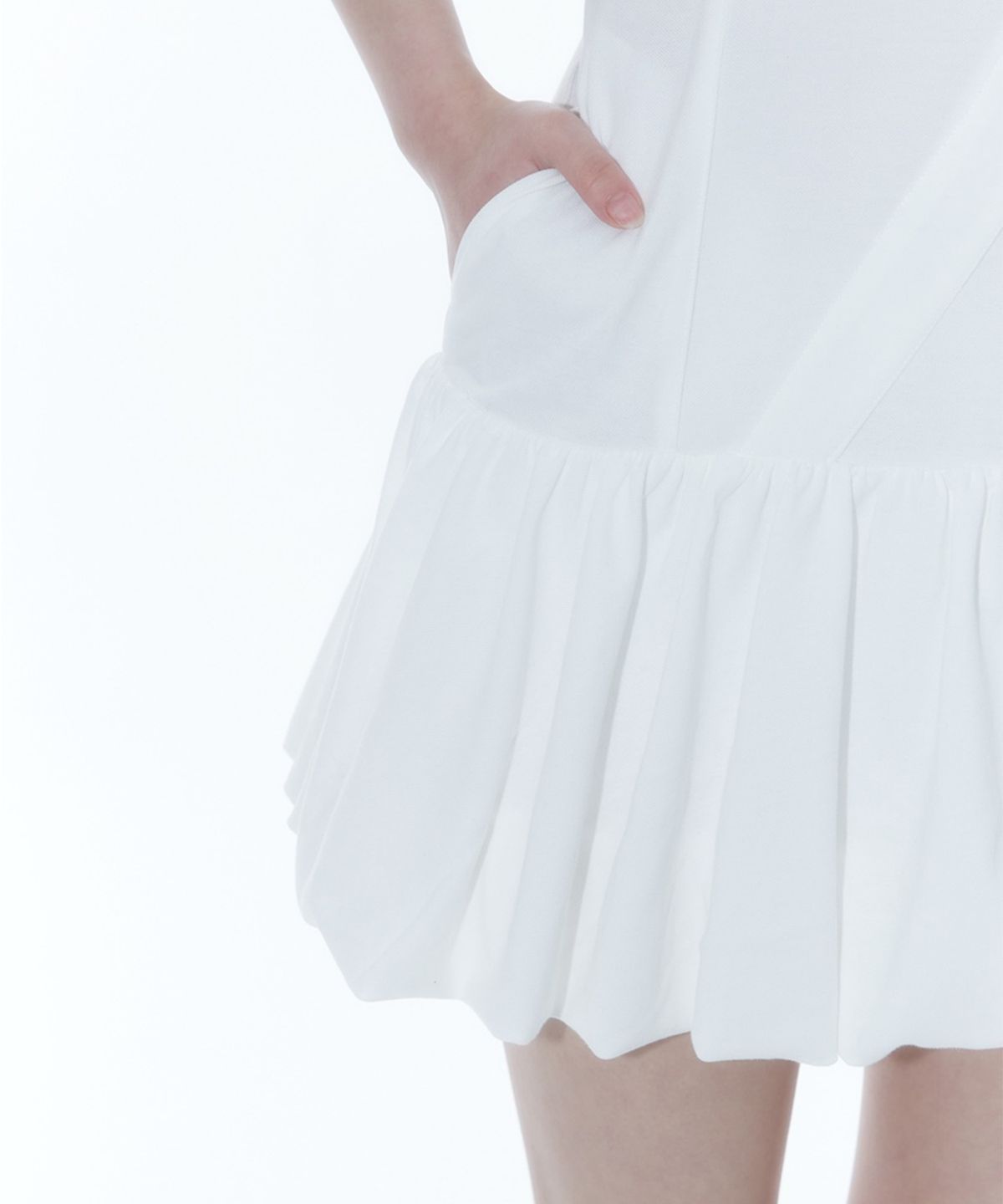 카시코(KASHIKO) Puff Preppy Mini Dress White