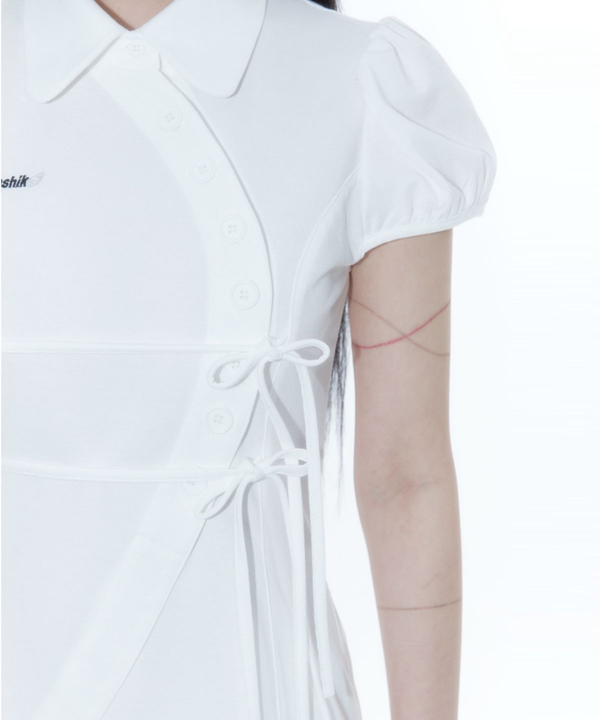 카시코(KASHIKO) Puff Preppy Mini Dress White
