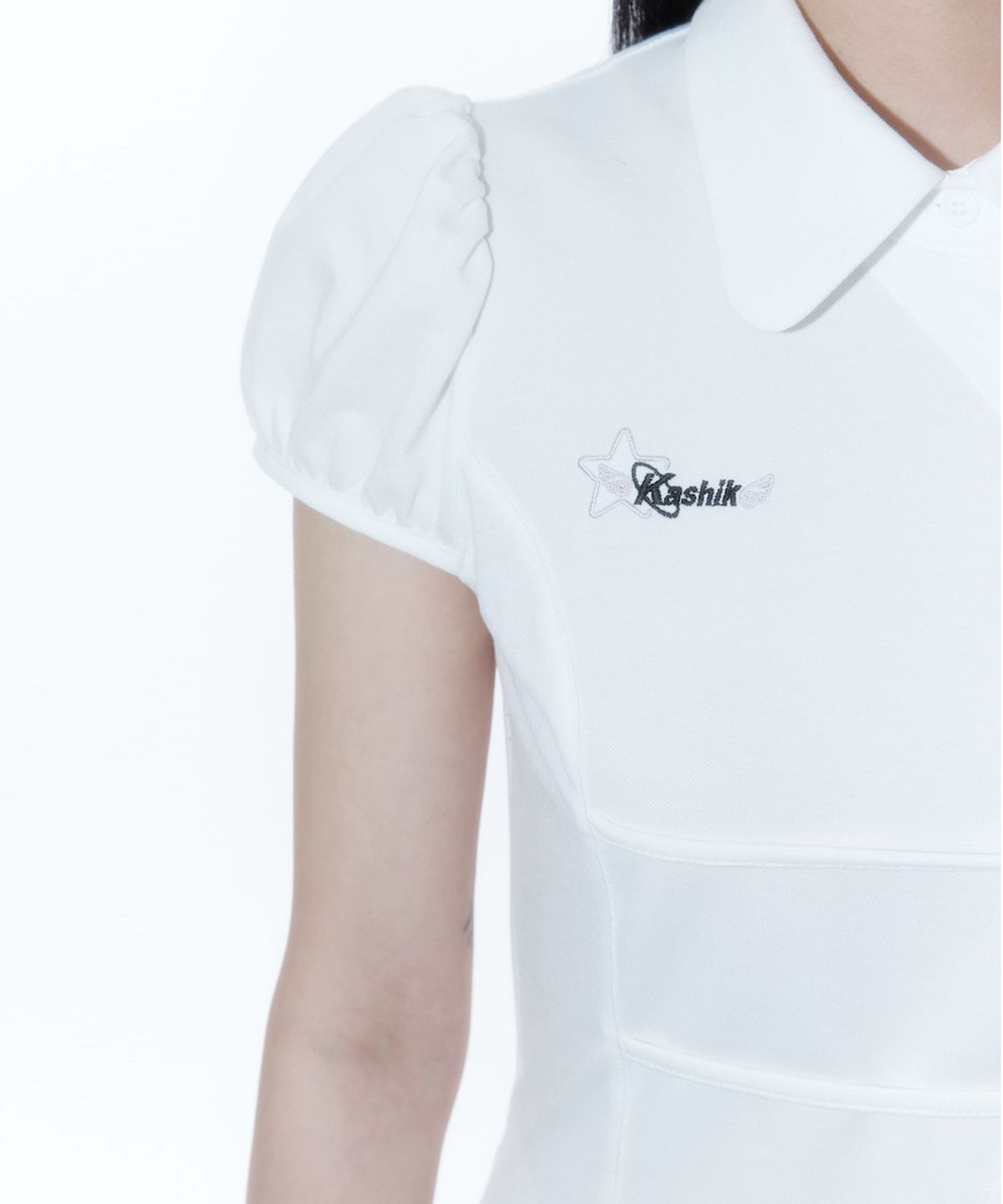 카시코(KASHIKO) Puff Preppy Mini Dress White