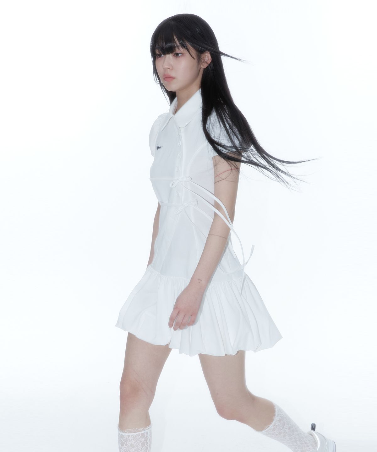 카시코(KASHIKO) Puff Preppy Mini Dress White