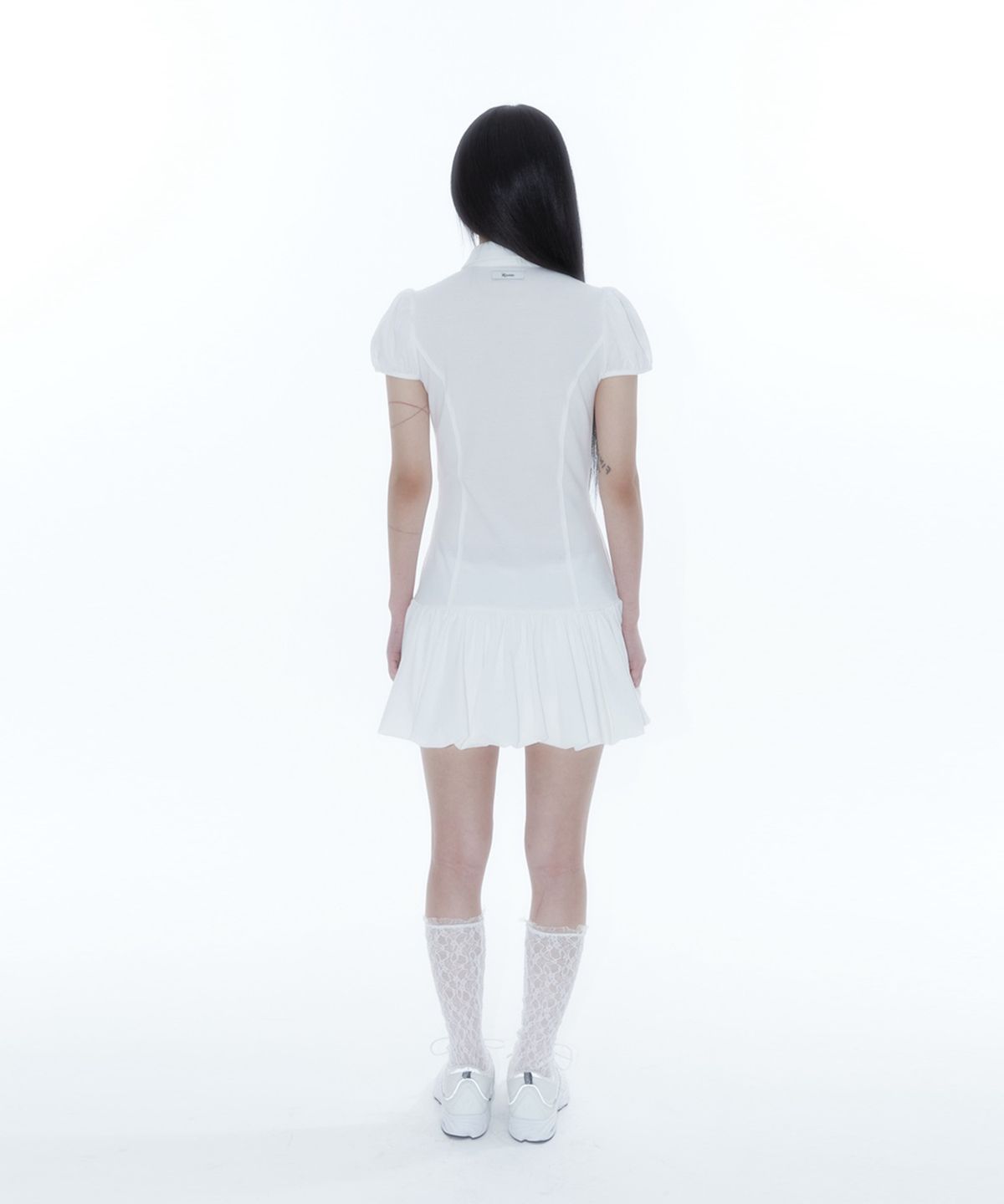 카시코(KASHIKO) Puff Preppy Mini Dress White