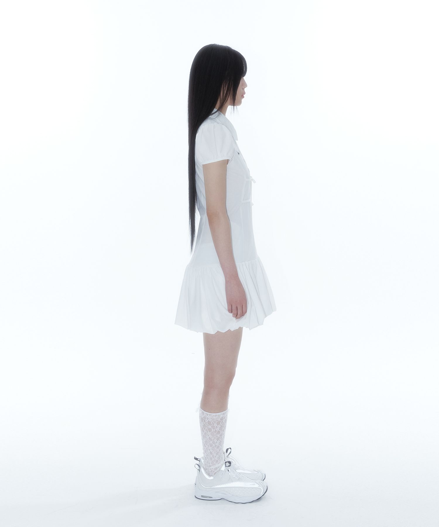 MUSINSA | KASHIKO Puff Preppy Mini Dress White