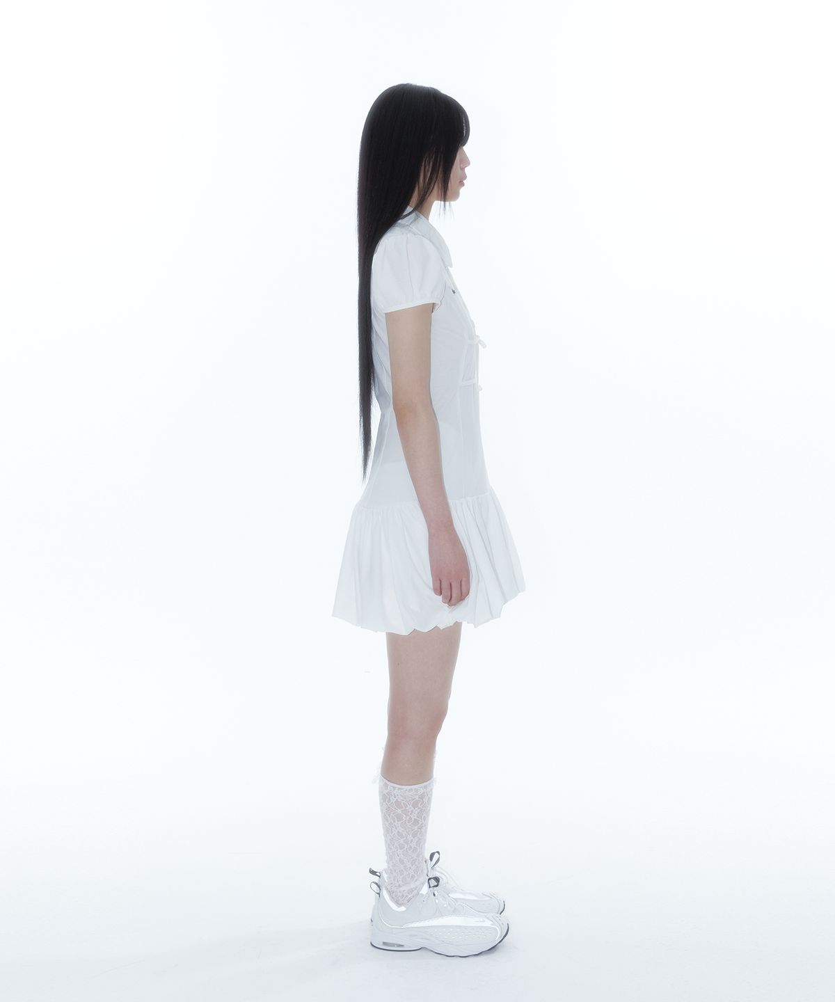 카시코(KASHIKO) Puff Preppy Mini Dress White