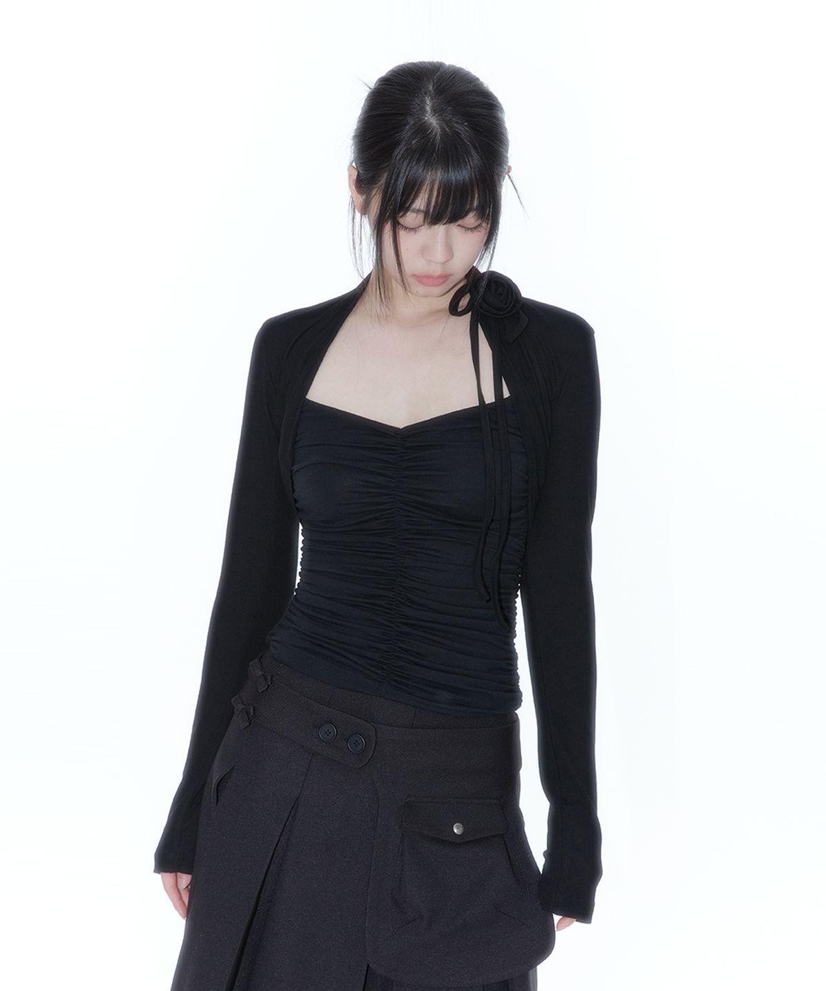 카시코(KASHIKO) Rose Bolero Cardigan Black