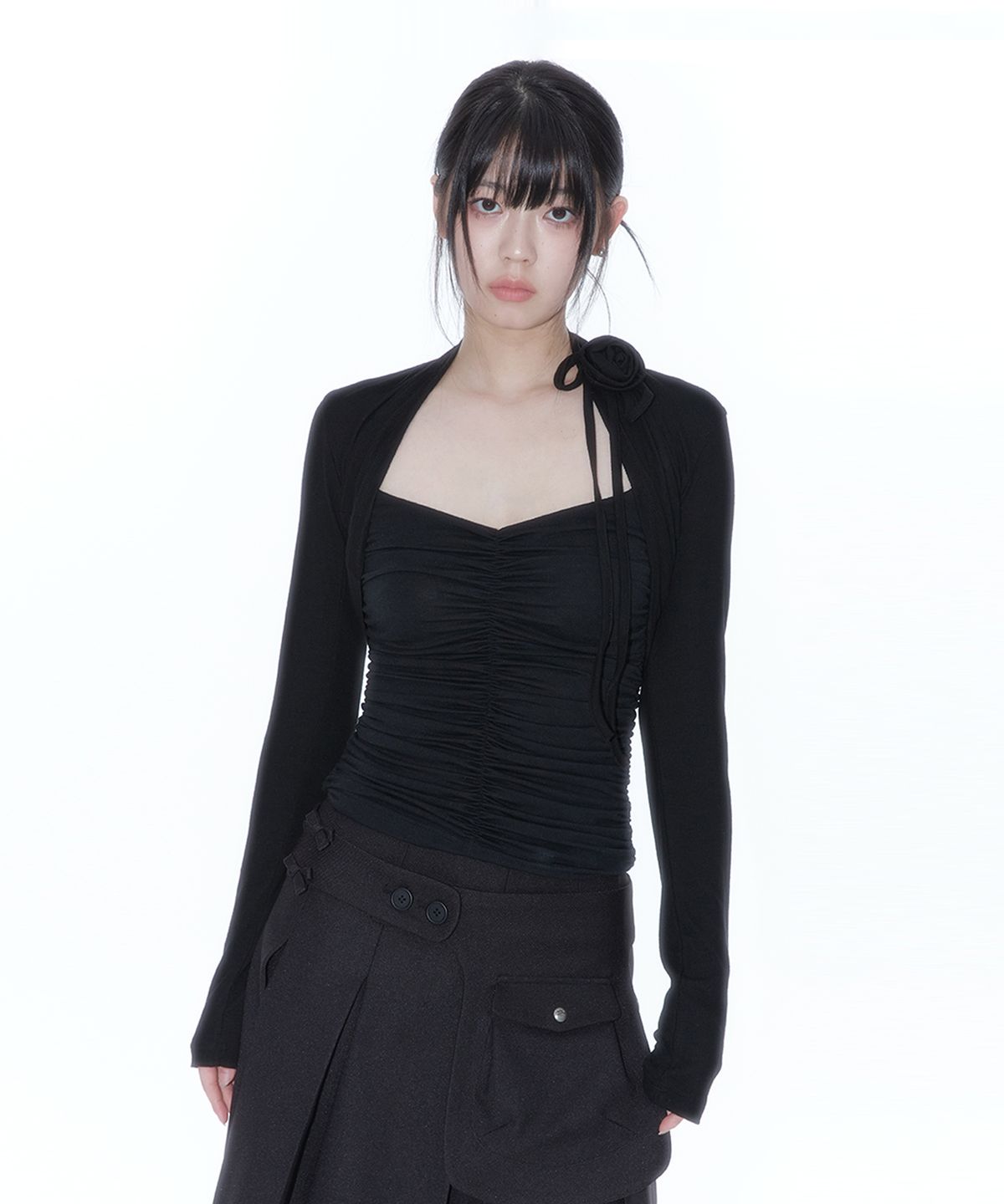 카시코(KASHIKO) Rose Bolero Cardigan Black