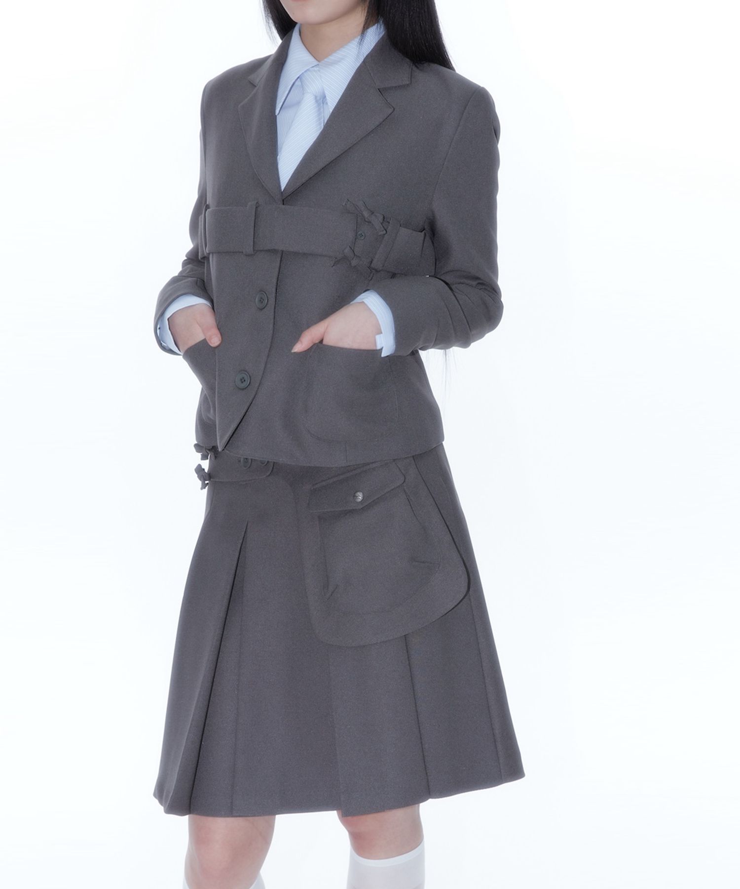 ●Kashiko●25SS Ribbon Belted Preppy Jacket ◆送料・関税込◆ MUSINSA | KASHIKO Ribbon Belted Preppy Jacket Black