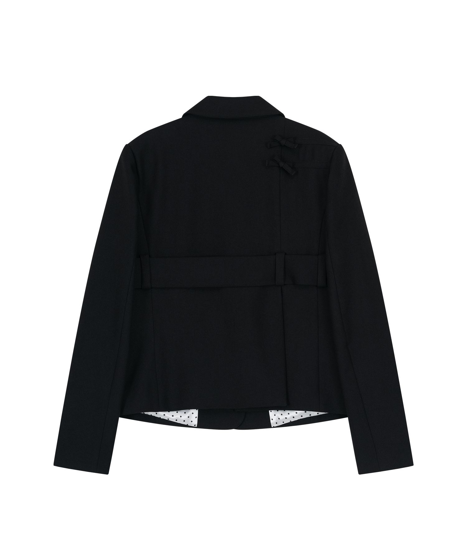 [Kashiko] Ribbon Belted Preppy Jacket /追跡付 MUSINSA公式 | KASHIKO Ribbon Belted Preppy Jacket Black
