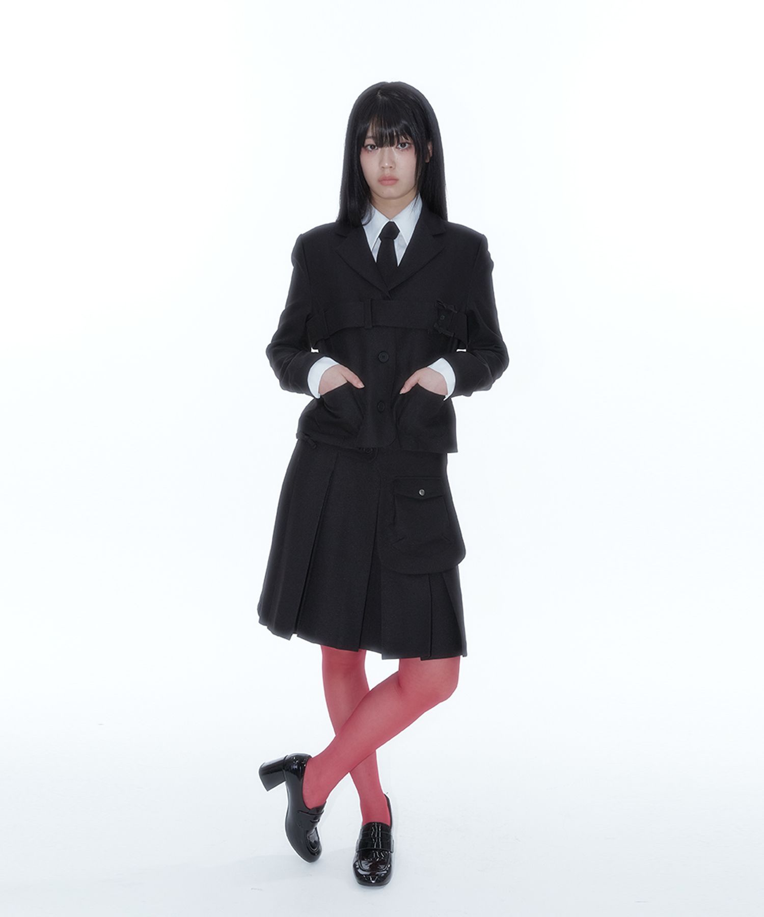 ●Kashiko●25SS Ribbon Belted Preppy Jacket ◆送料・関税込◆ MUSINSA | KASHIKO Ribbon Belted Preppy Jacket Black