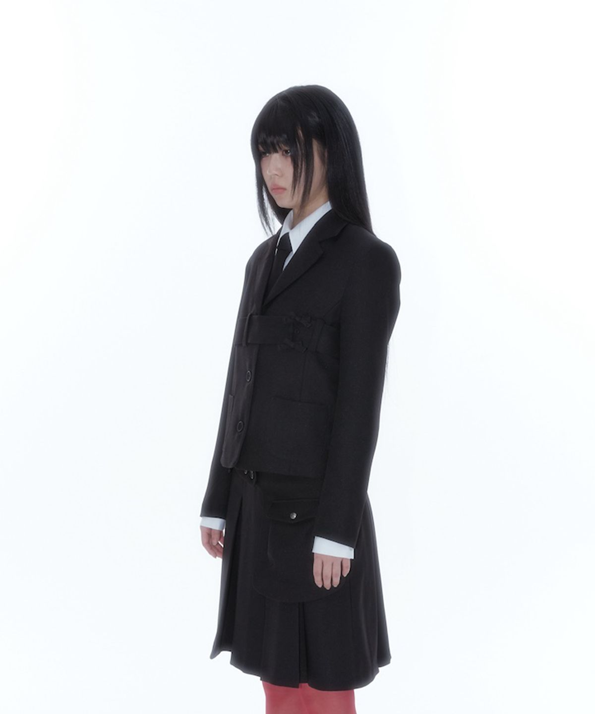 카시코(KASHIKO) Ribbon Belted Preppy Jacket Black