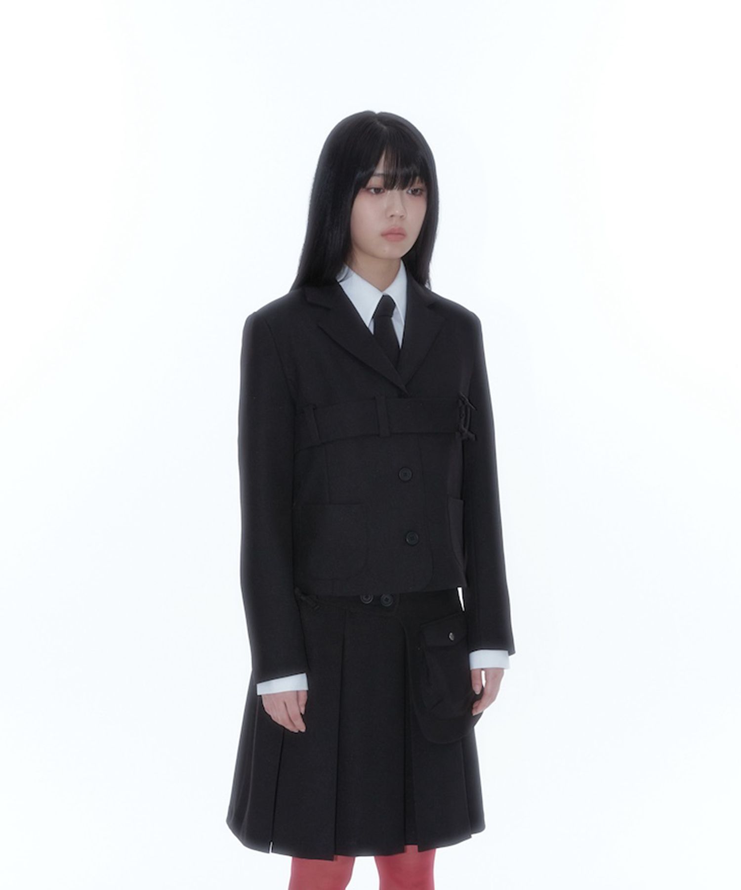 [Kashiko] ★ Ribbon Belted Preppy Jacket MUSINSA | KASHIKO Ribbon Belted Preppy Jacket Charcoal