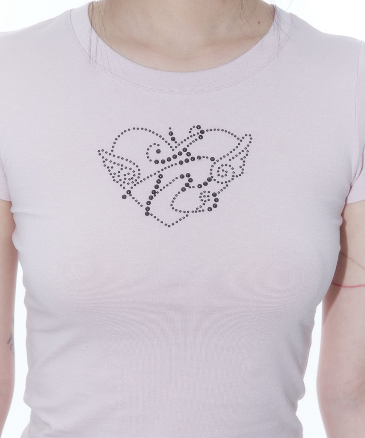 【Kashiko】String Baby Tee MUSINSA | KASHIKO Flower Heart Baby Tee Pink