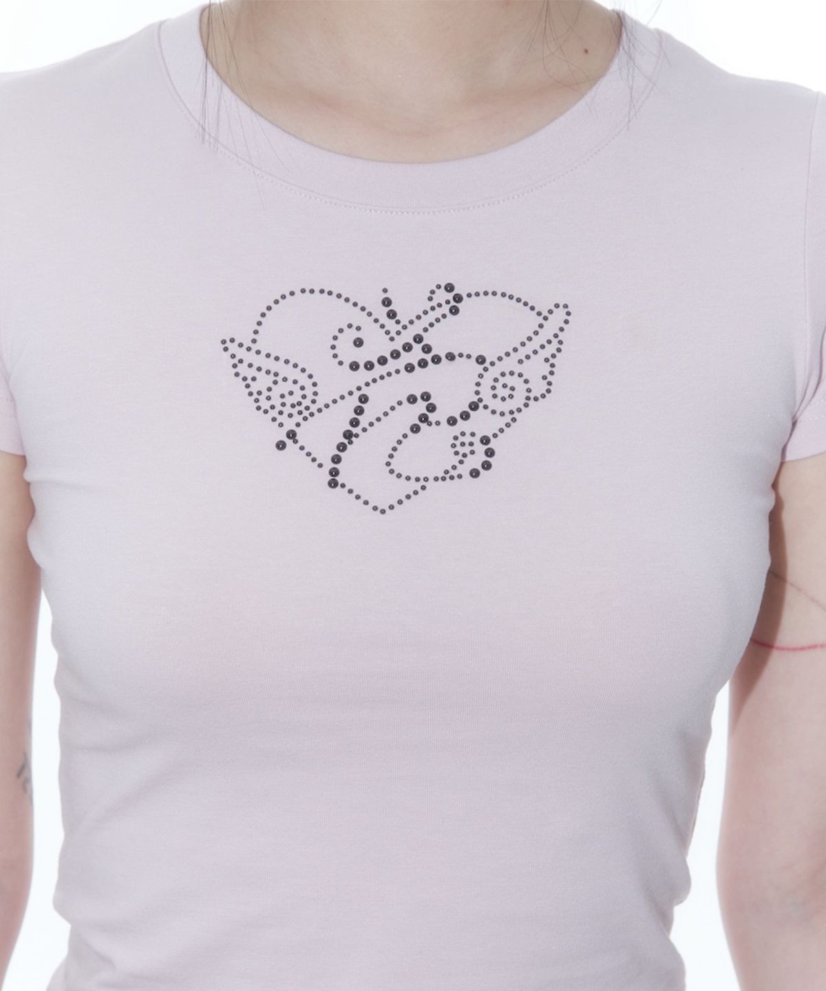 카시코(KASHIKO) Flower Heart Baby Tee Pink