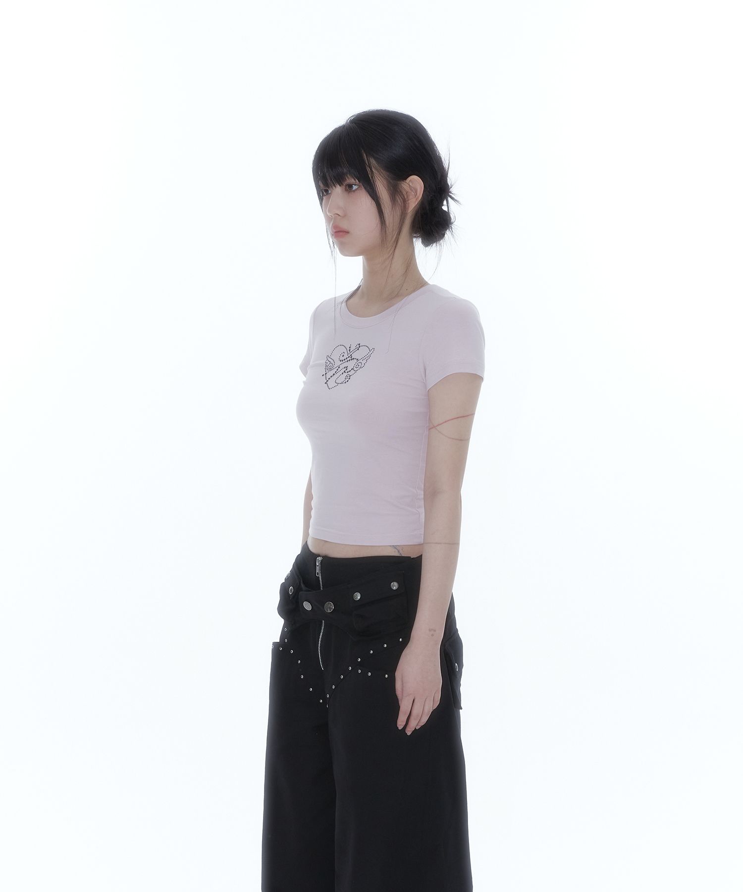 ★KASHIKO★ FLOWER HEART BABY TEE MUSINSA | KASHIKO Flower Heart Baby Tee Pink