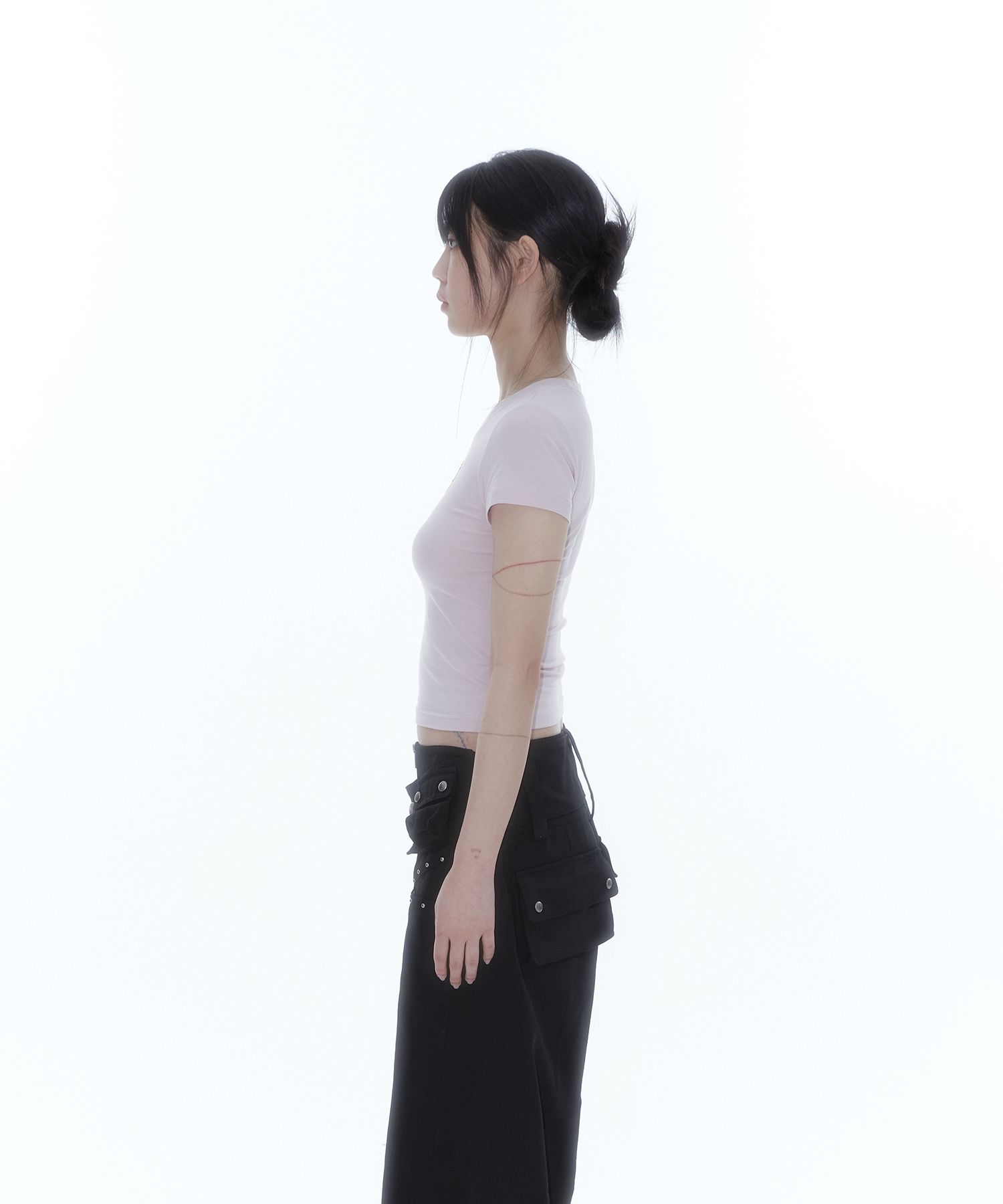 MUSINSA | KASHIKO Flower Heart Baby Tee Pink