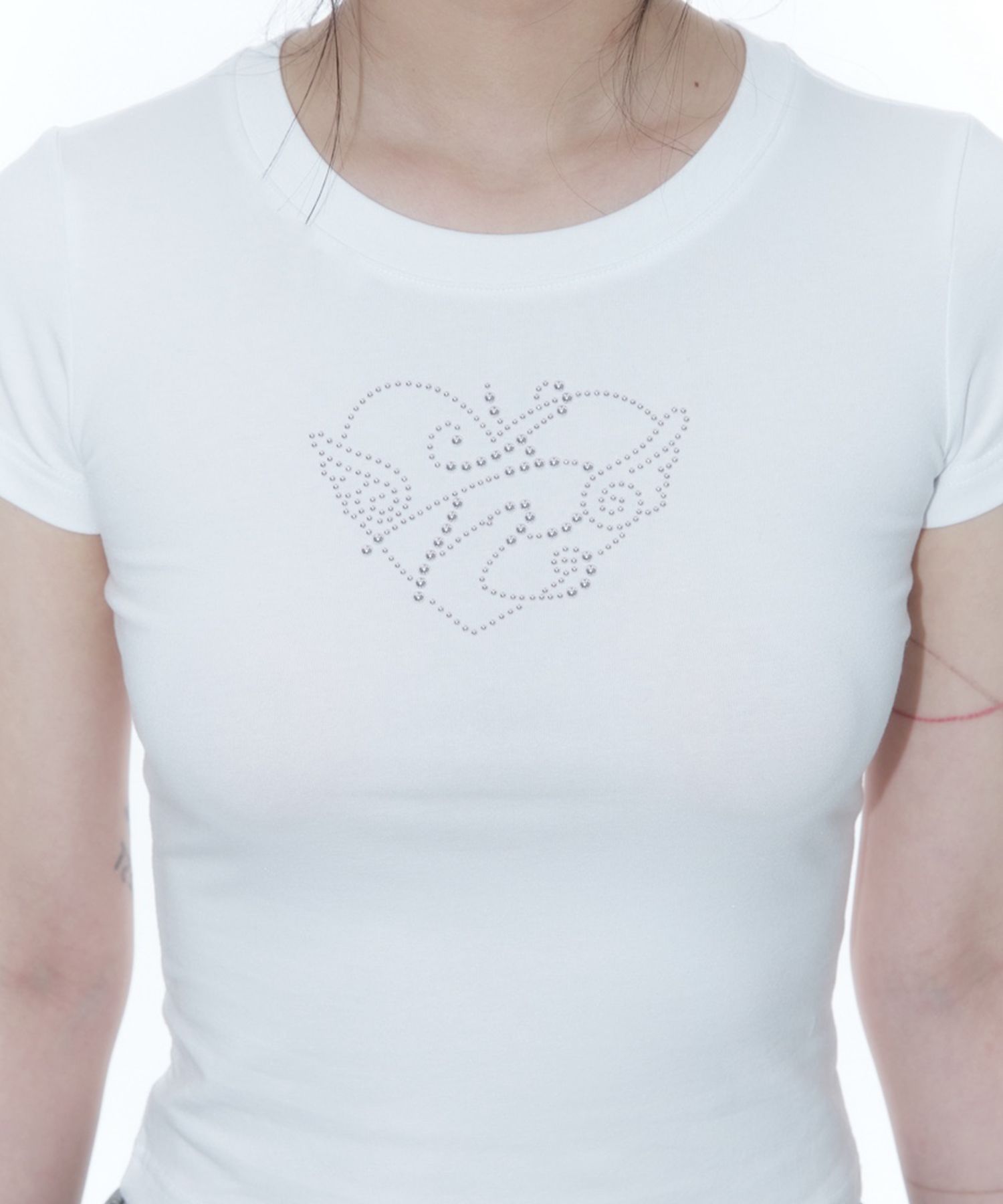 【KASHIKO】FLOWER HEART BABY TEE MUSINSA | KASHIKO Flower Heart Baby Tee White