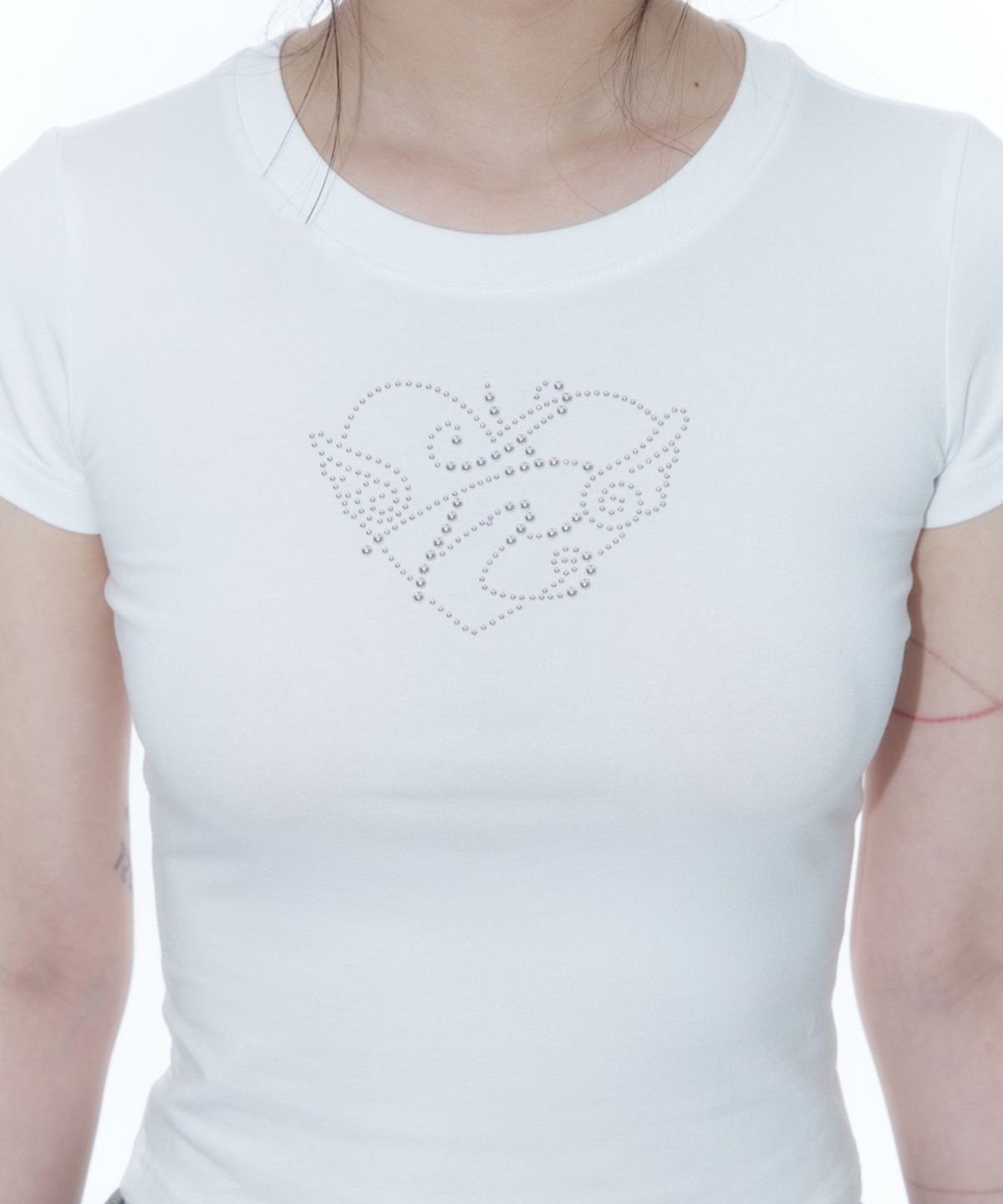 카시코(KASHIKO) Flower Heart Baby Tee White