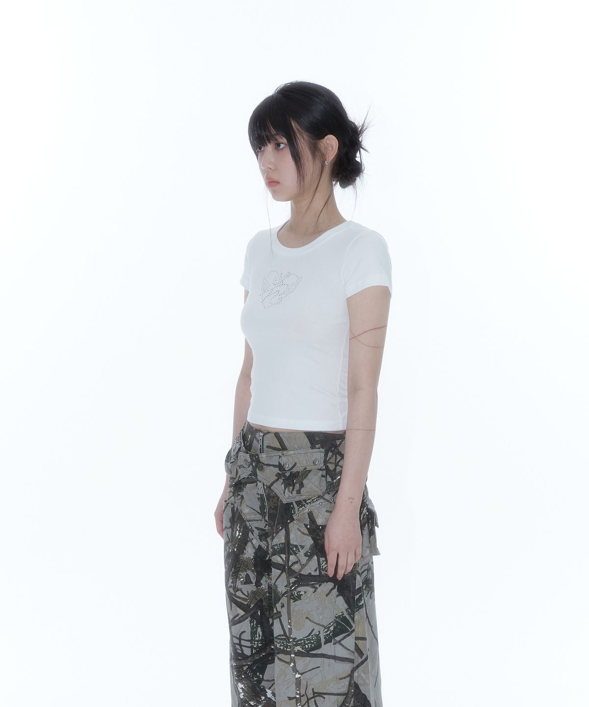 카시코(KASHIKO) Flower Heart Baby Tee White