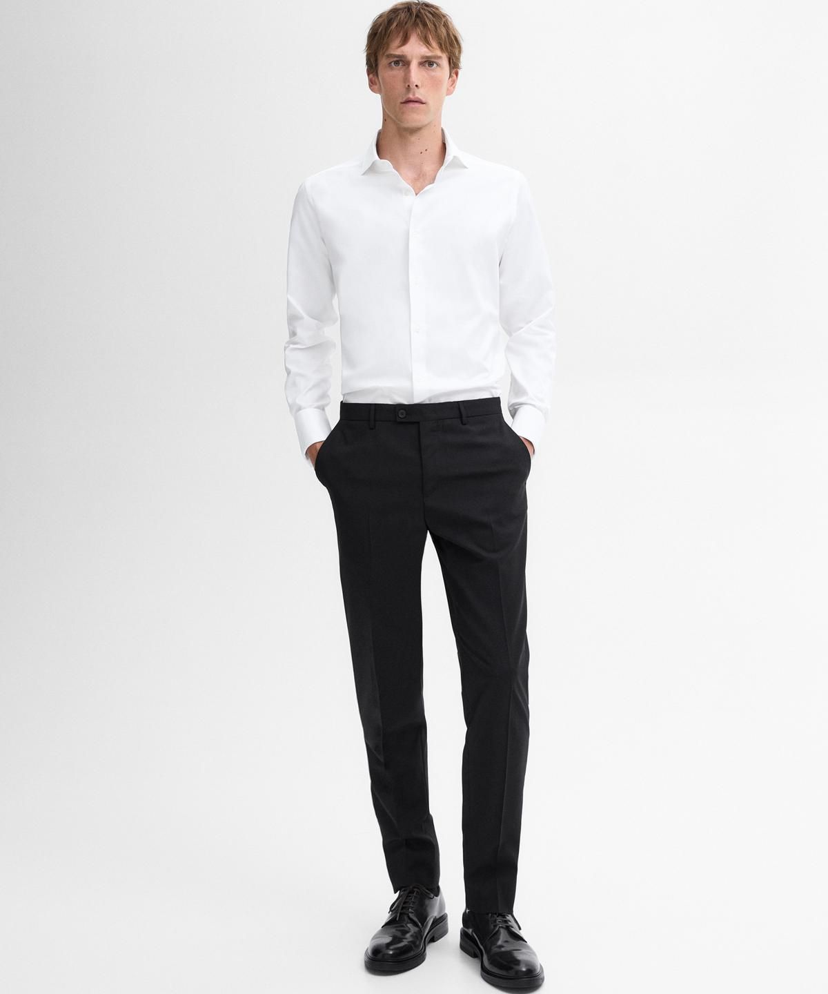 마시모두띠(MASSIMO DUTTI) 슬림핏 코튼 셔츠 더블 커프스 디테일