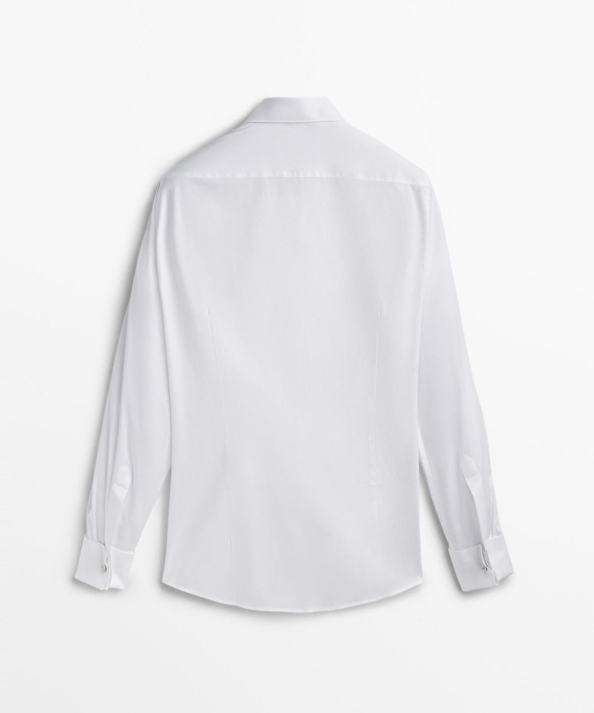 마시모두띠(MASSIMO DUTTI) 슬림핏 코튼 셔츠 더블 커프스 디테일