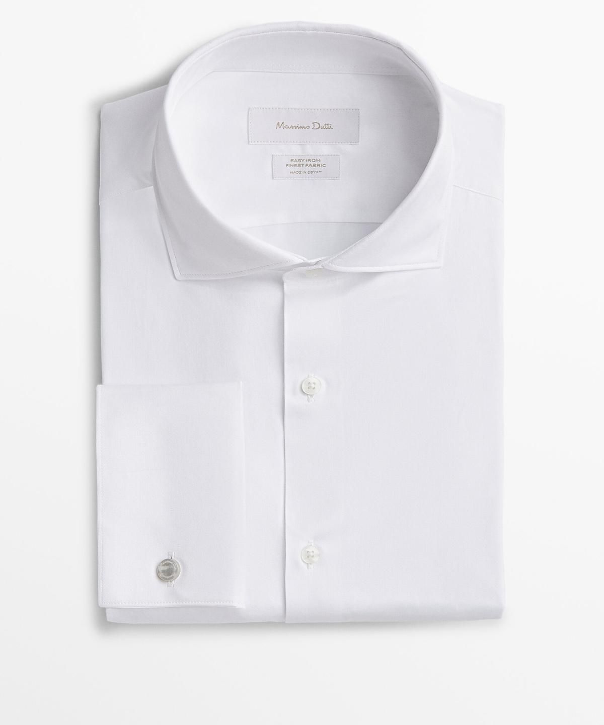 마시모두띠(MASSIMO DUTTI) 슬림핏 코튼 셔츠 더블 커프스 디테일