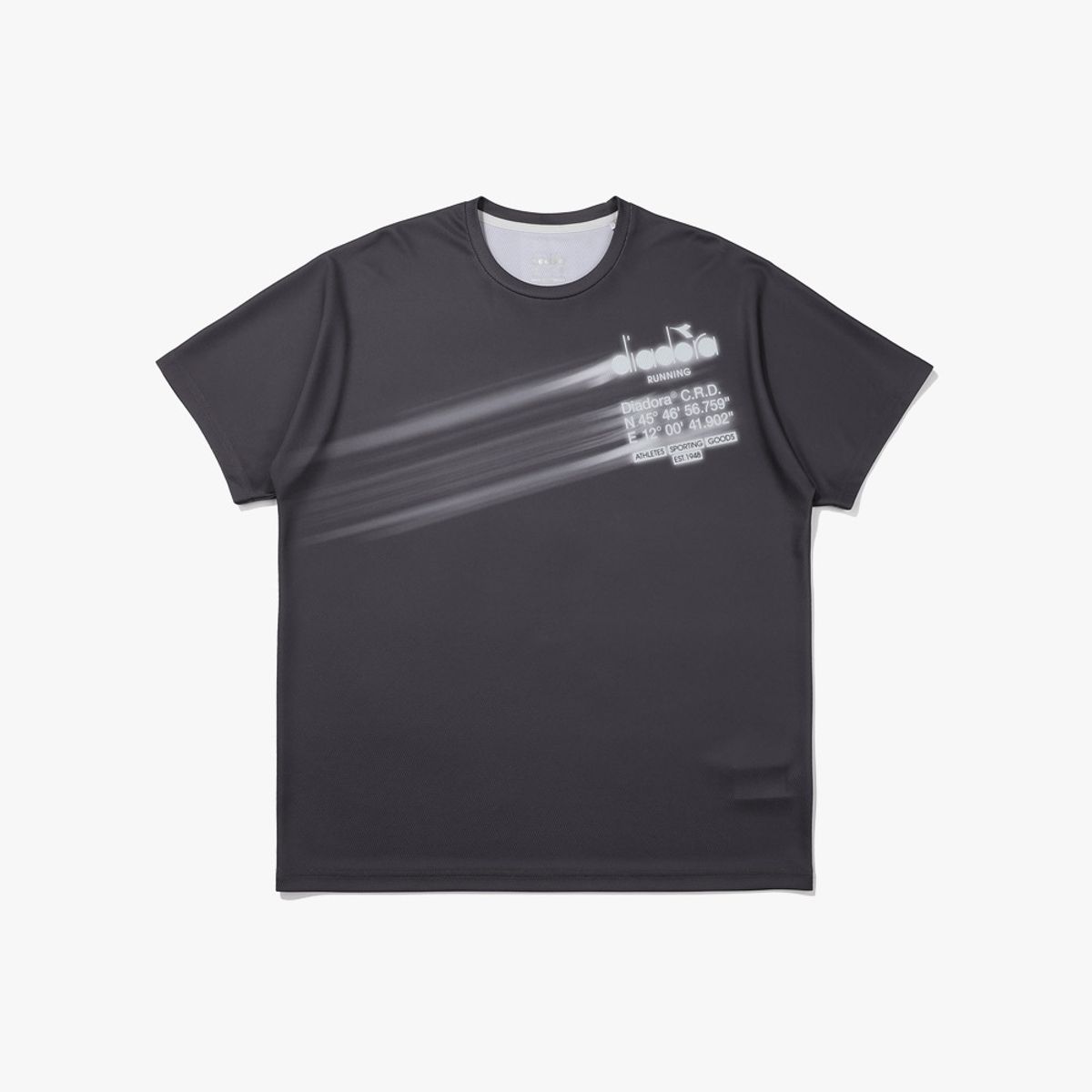 디아도라(diadora) 러닝 그래픽 메쉬 반팔 티셔츠 GREY