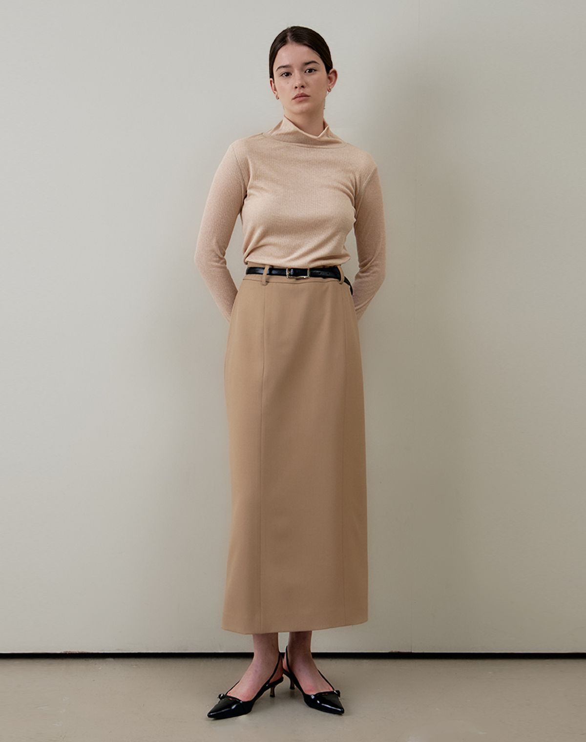 지에마르(GIEMAR) MAXI SKIRT BEIGE 맥시 스커트 베이지