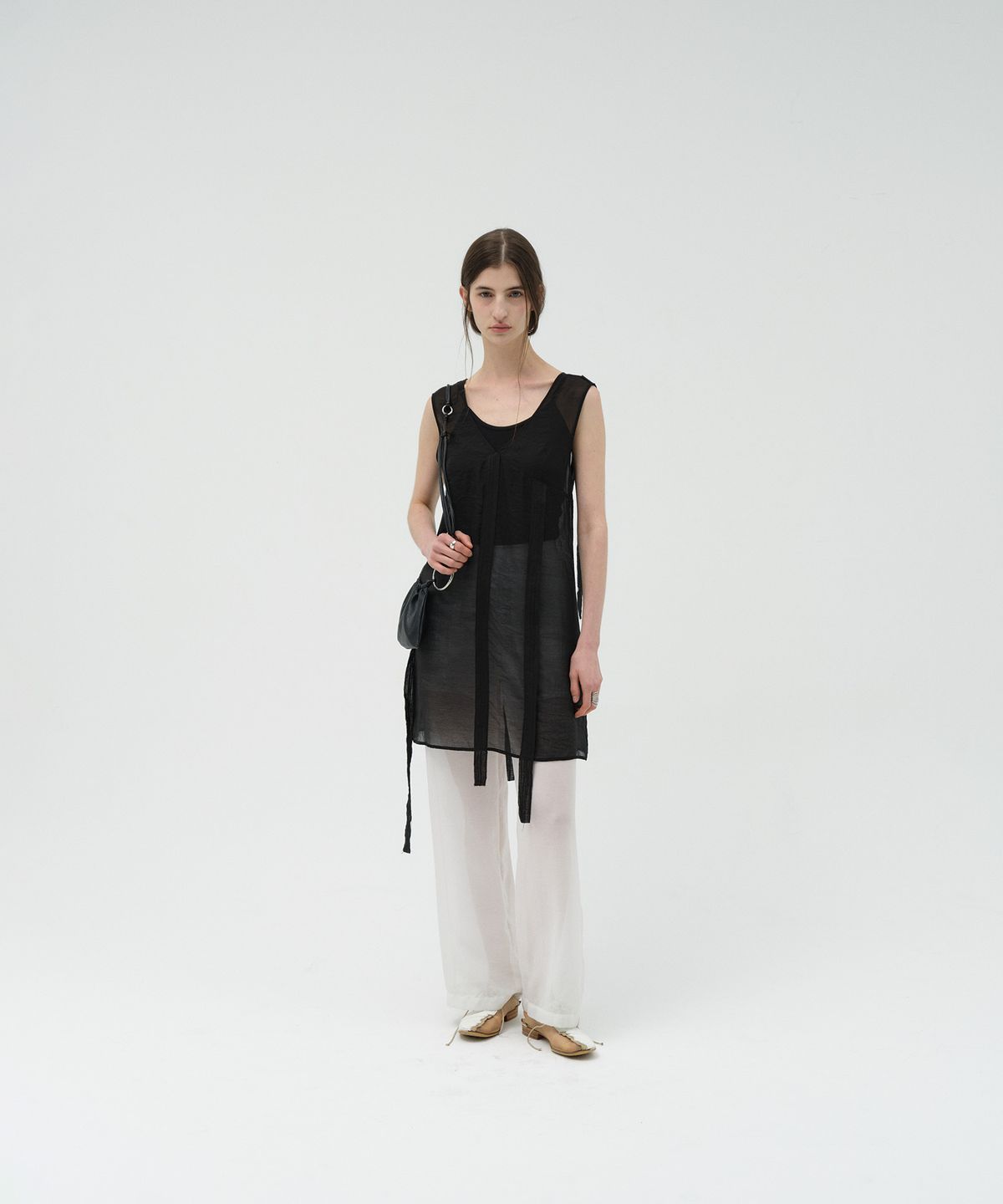 로우타이드(LOW TIDE) SHEER LAYERED DRESS [BLACK]