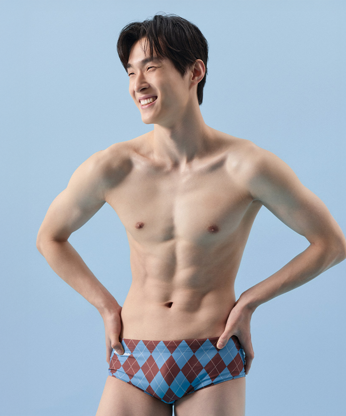 움파(OOMPAA) 모카 아가일 스퀘어 남성 수영복