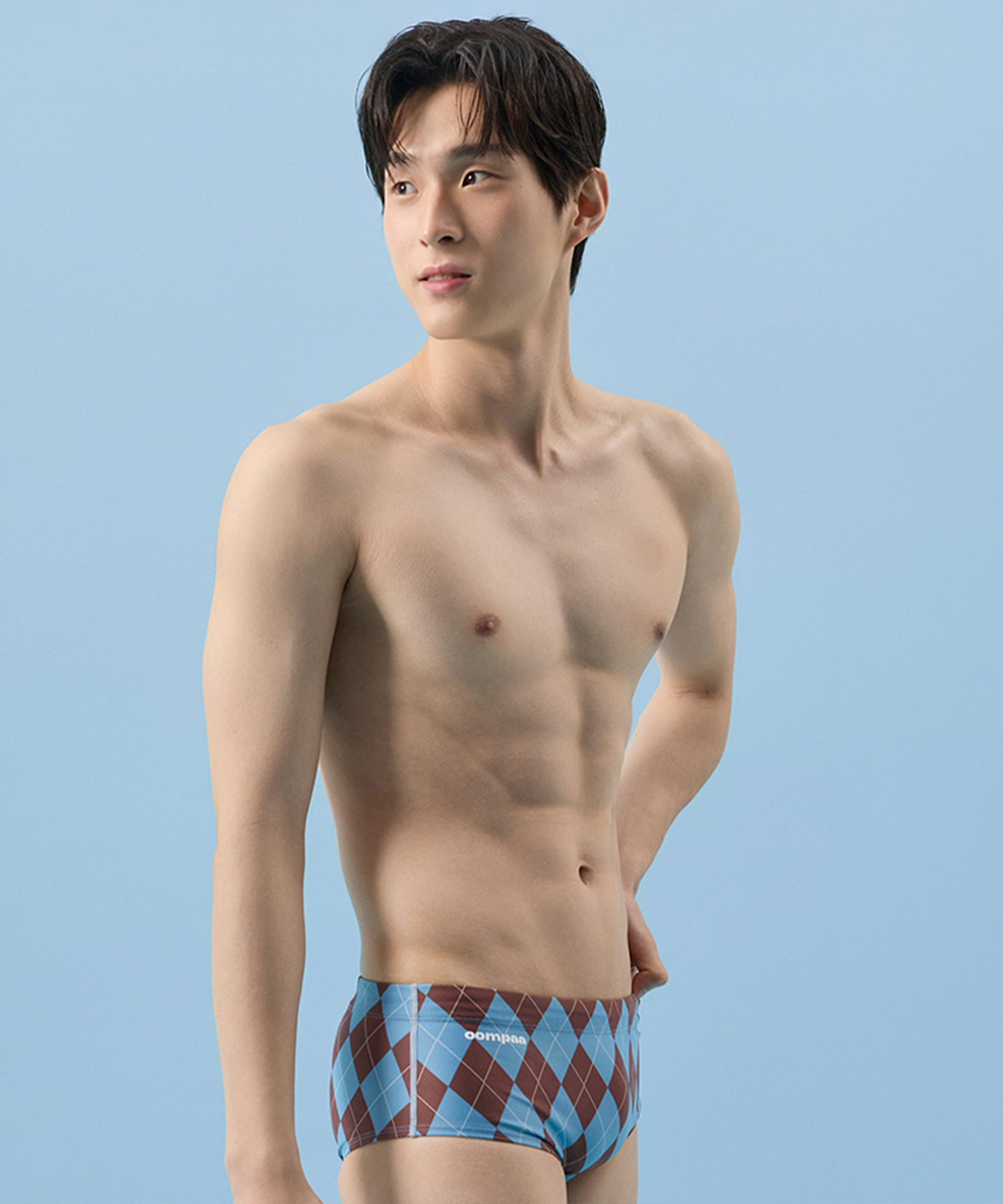 움파(OOMPAA) 모카 아가일 스퀘어 남성 수영복