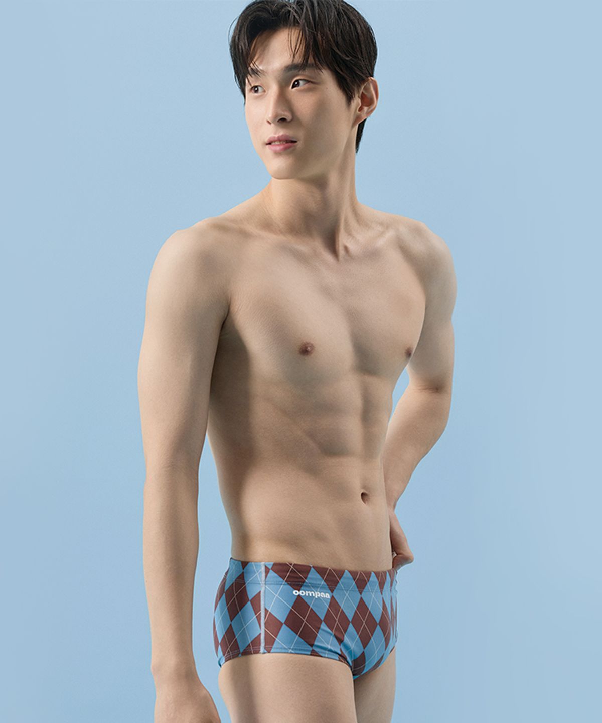 움파(OOMPAA) 모카 아가일 스퀘어 남성 수영복