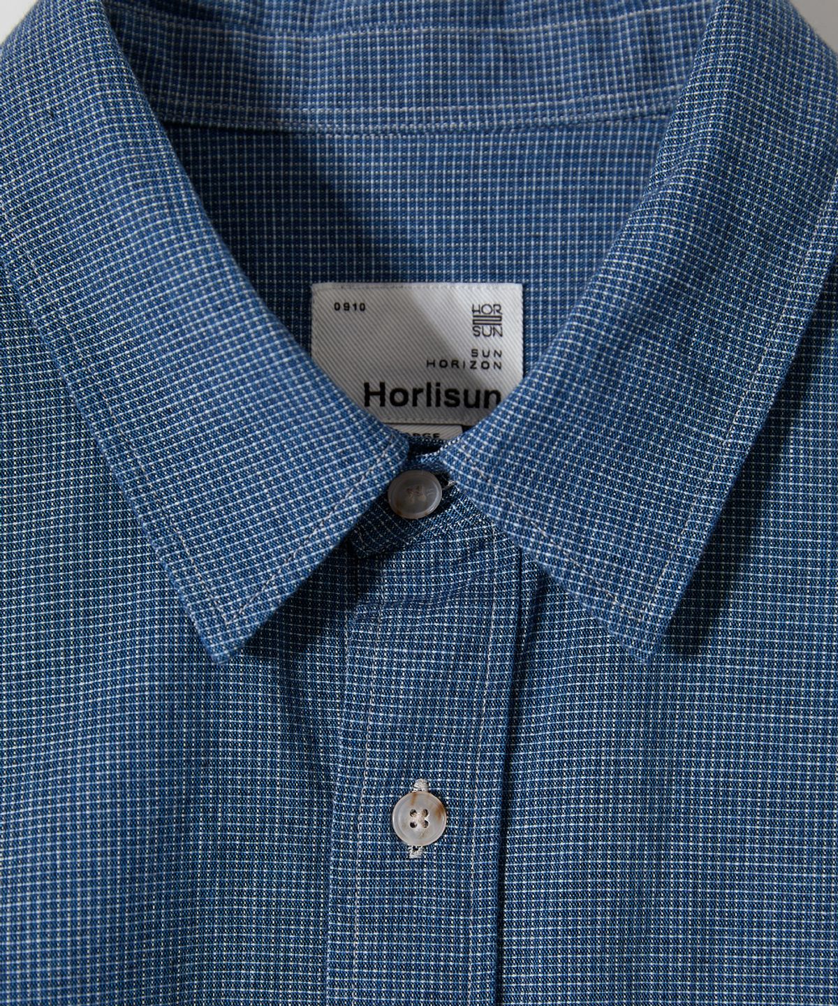 홀리선(HORLISUN) Maili Denim Check Shirt Blue