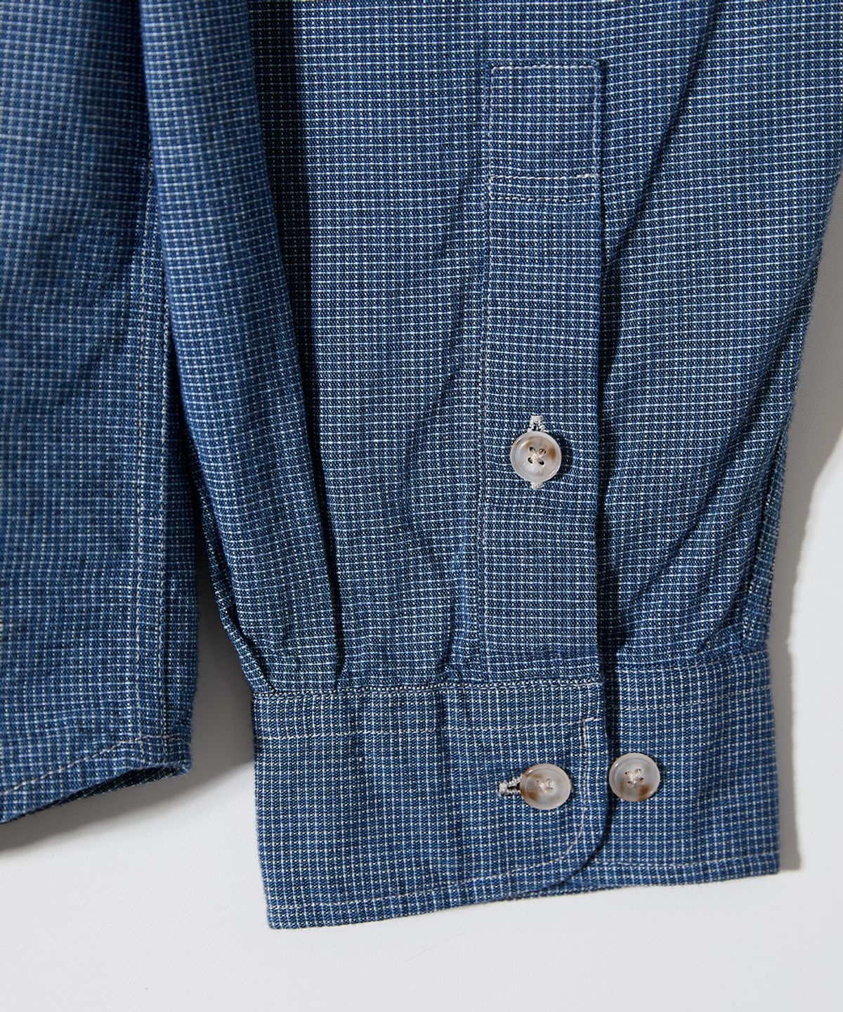 홀리선(HORLISUN) Maili Denim Check Shirt Blue